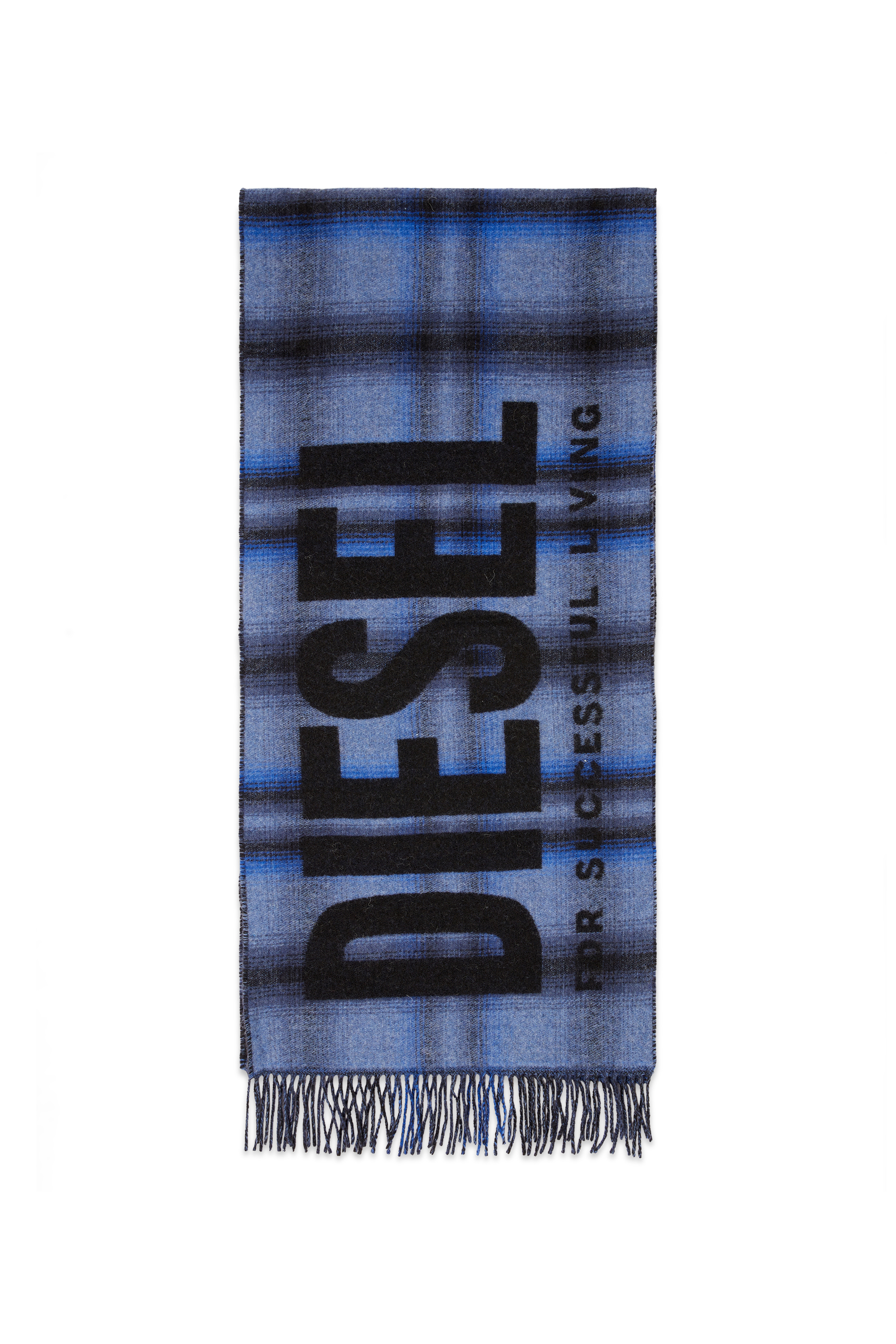Diesel - S-CHECK, Bufanda de mezcla de lana con patr&oacute;n de cuadros Hombre in Azul marino - 1