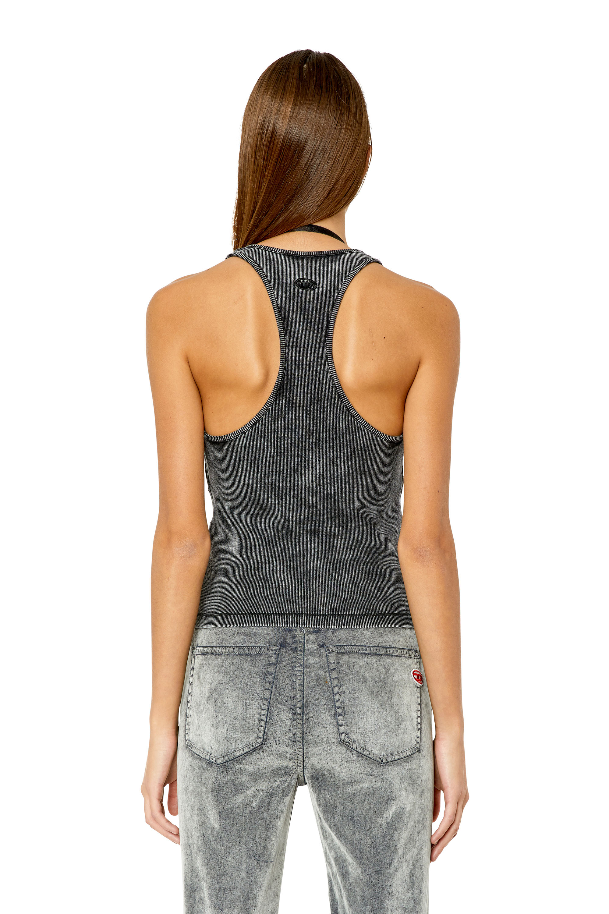 Diesel - T-ANIELLE, Camiseta con espalda deportiva y sujetador de encaje Mujer in Negro - 5