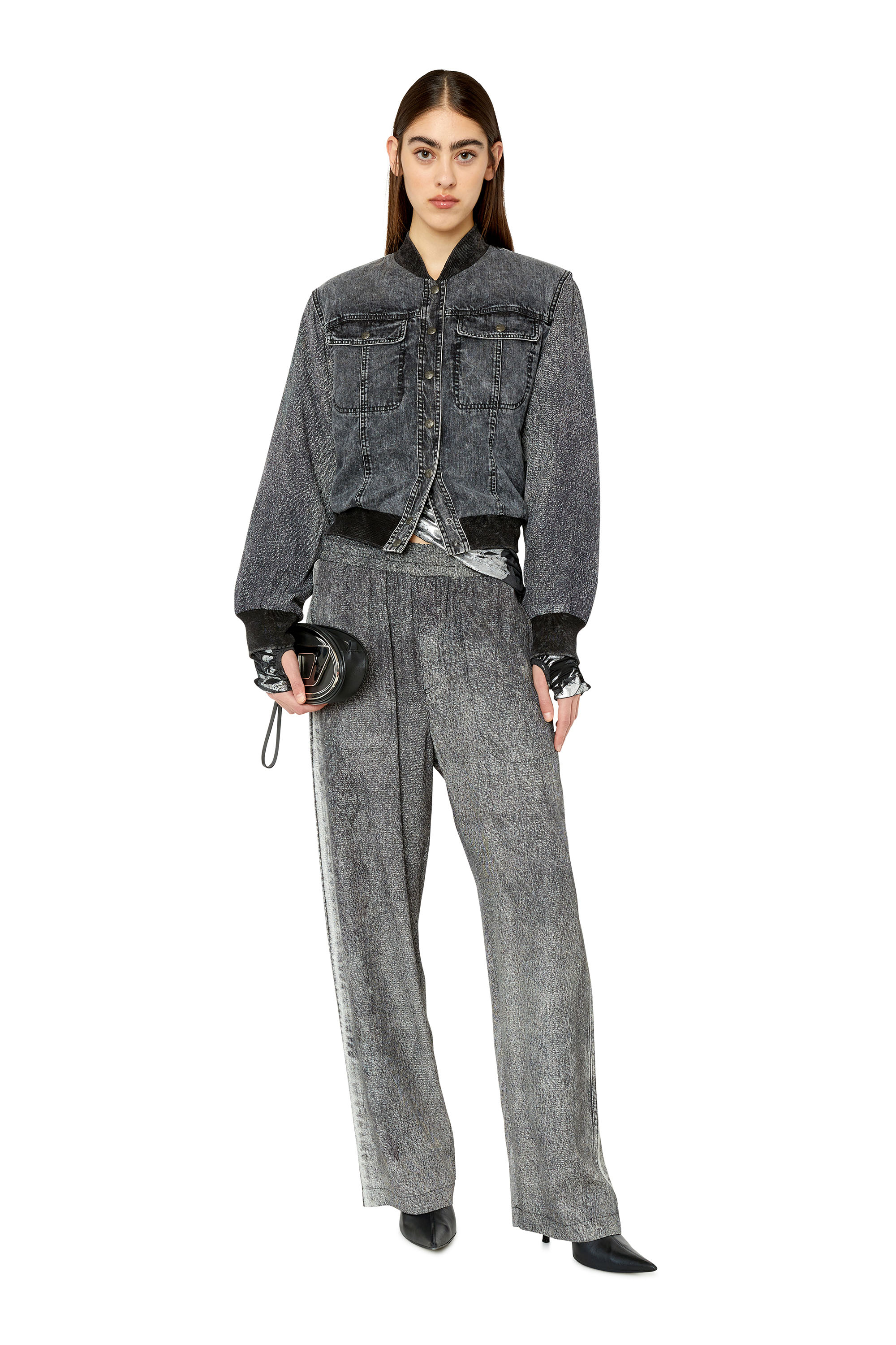 Chaqueta bomber con trampantojo de denim