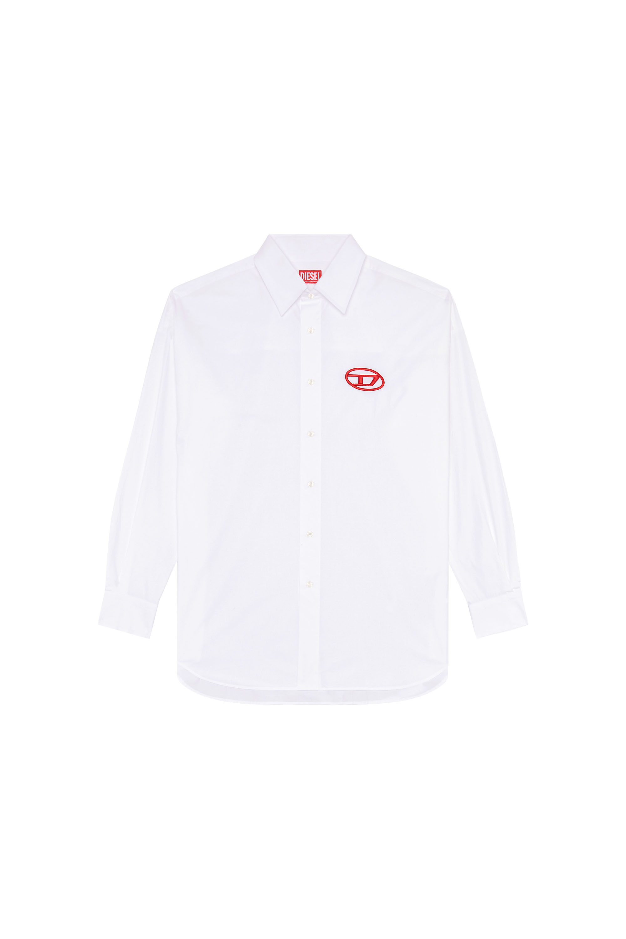 Men's Poplin shirt with oval D embroidery | White | Diesel