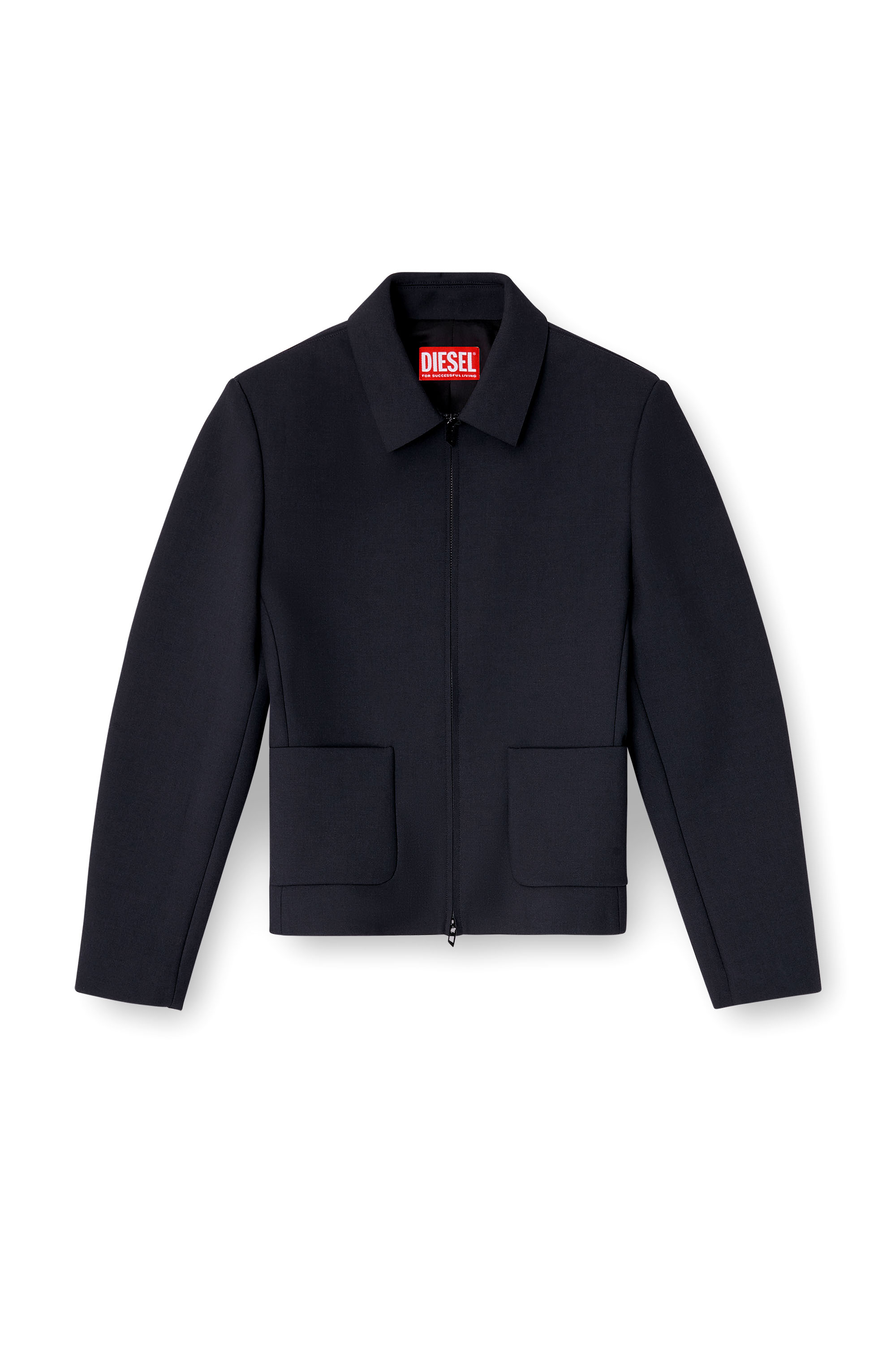 Diesel - G-CESARA-BOND, Veste à col en tissu contrecollé néoprène Femme in Bleu - 3