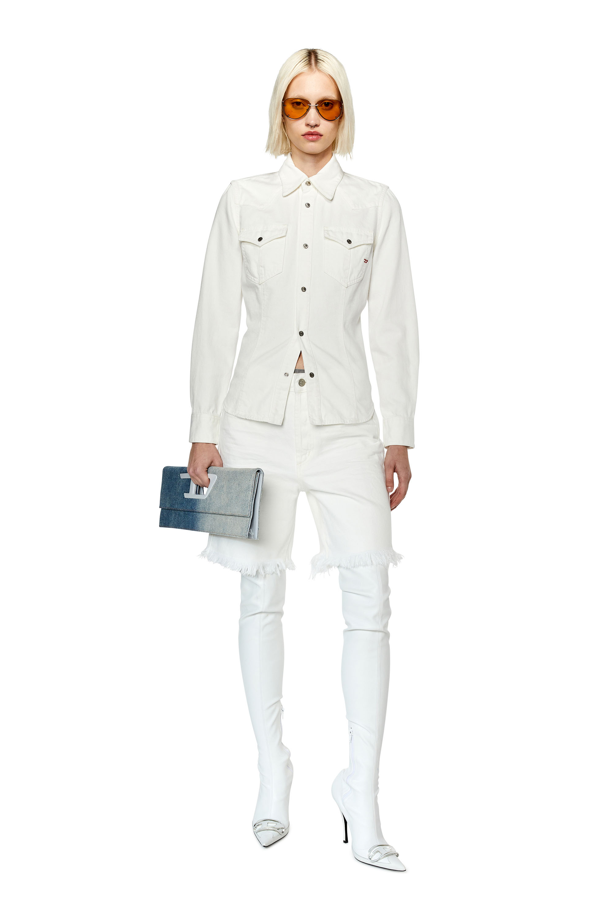 Diesel - DE-AMY, Woman's Denim shorts in White - 1