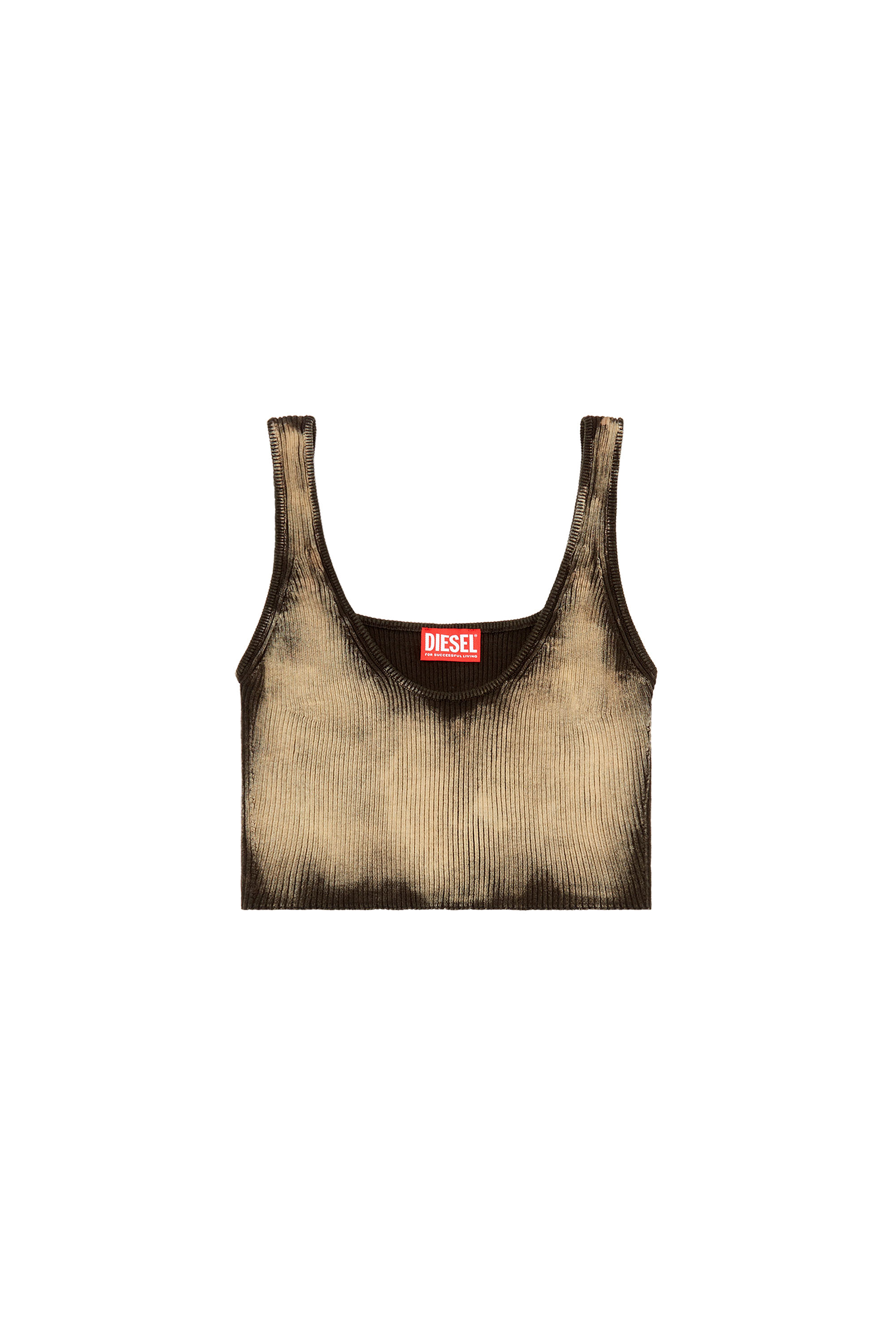 Women's Cropped knit top with bleached effect | Multicolor | Diesel