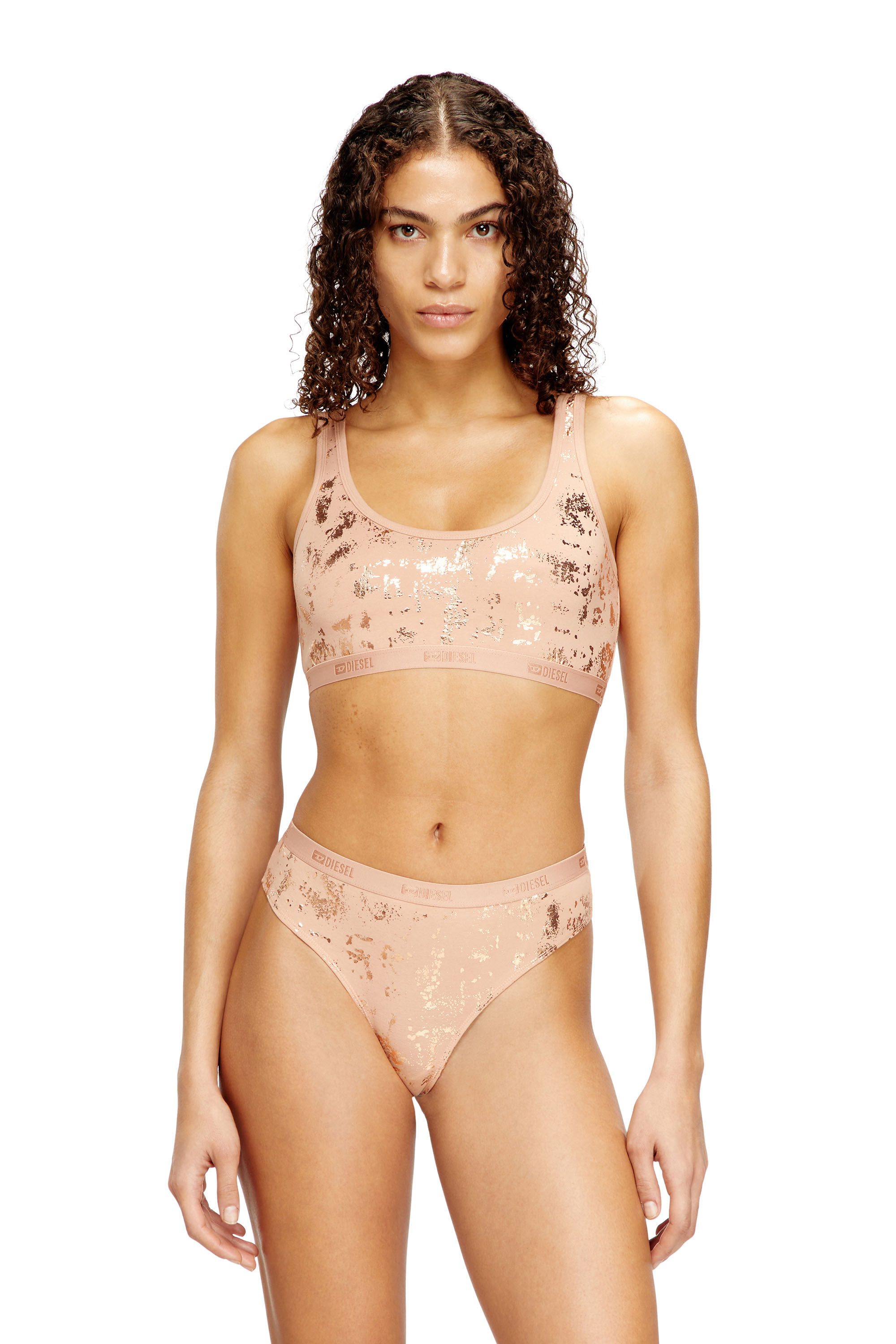 Diesel - ORIBA-GFT, Woman's Stretch-cotton bralette with metallic print in Nude - 2