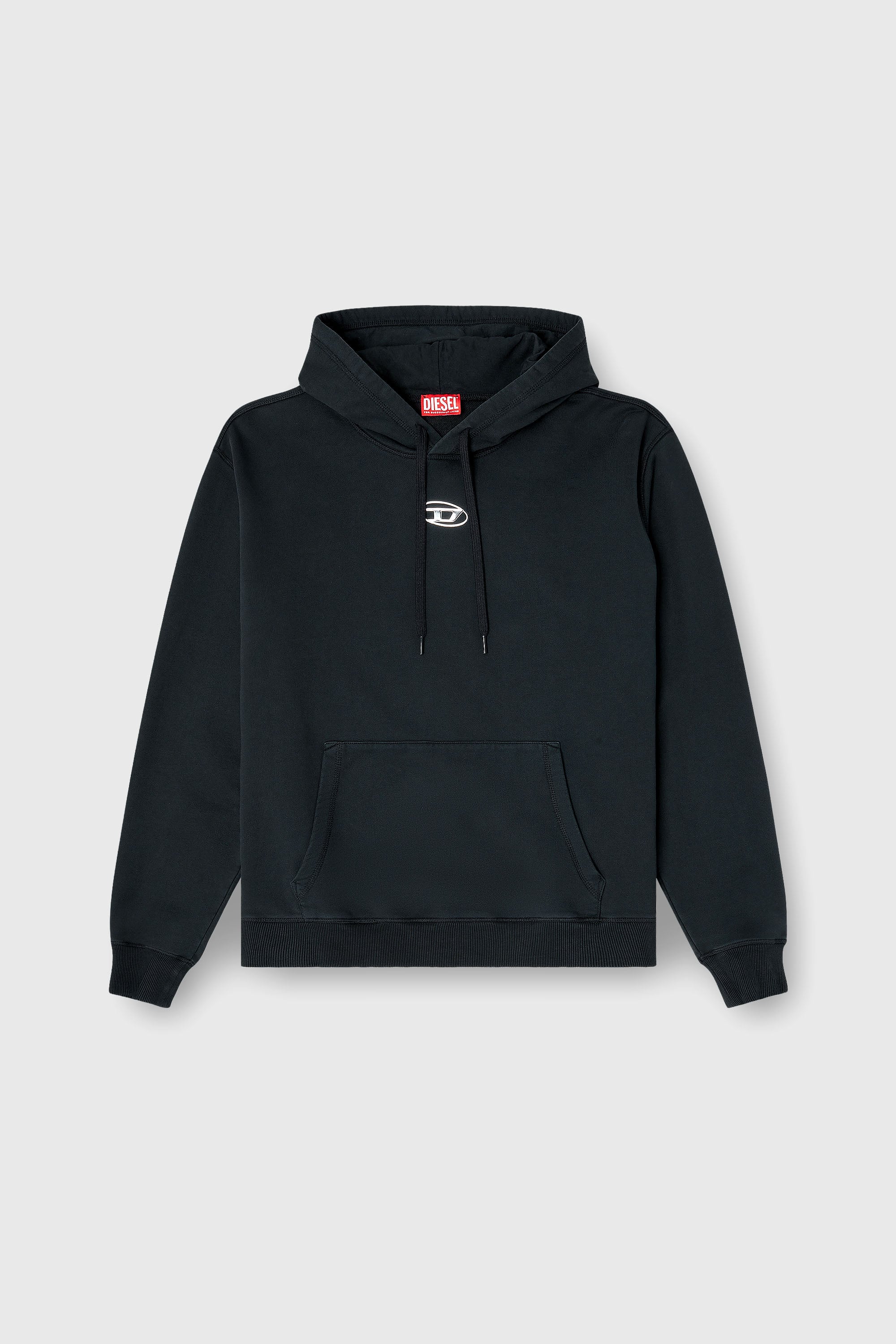 Diesel - S-NORM-HOOD-IOD, Man's Cotton hoodie with metallic Oval D in Black - 2