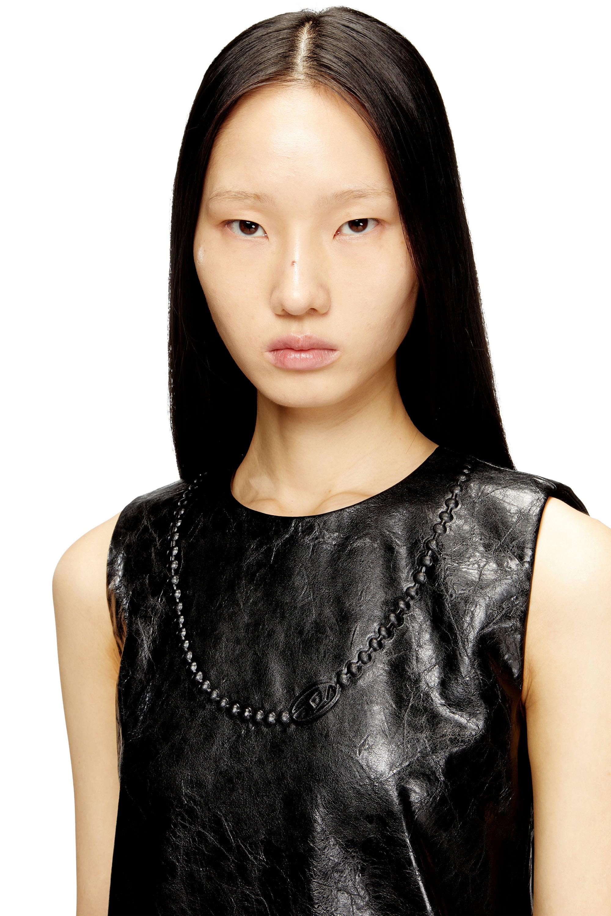 Diesel - D-ARES, Female's Coated mini dress with embossed Oval D in Black - 4