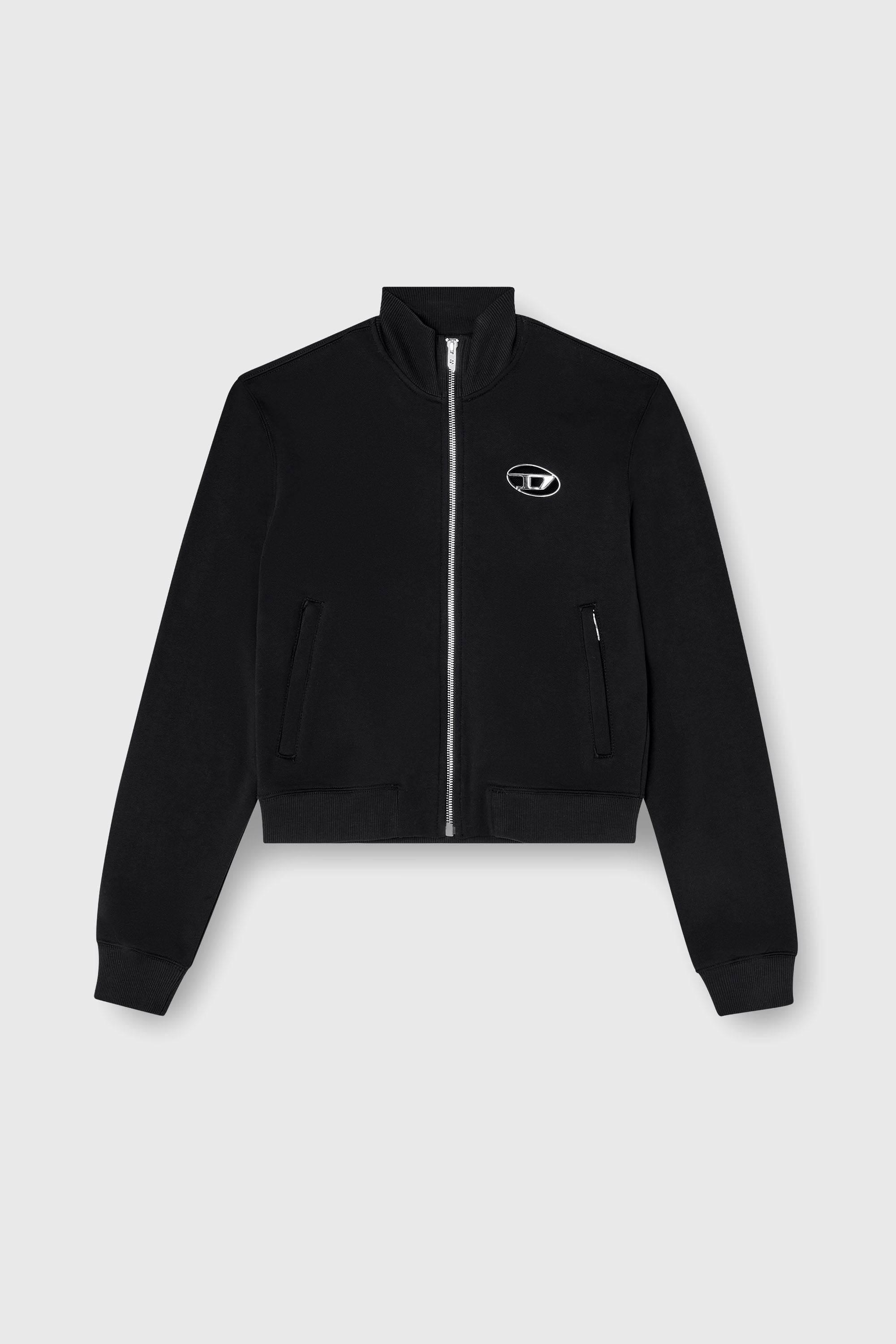 Diesel - F-FLACIN, Woman's Zip-up sweatshirt with cut-out logo in Black - 2