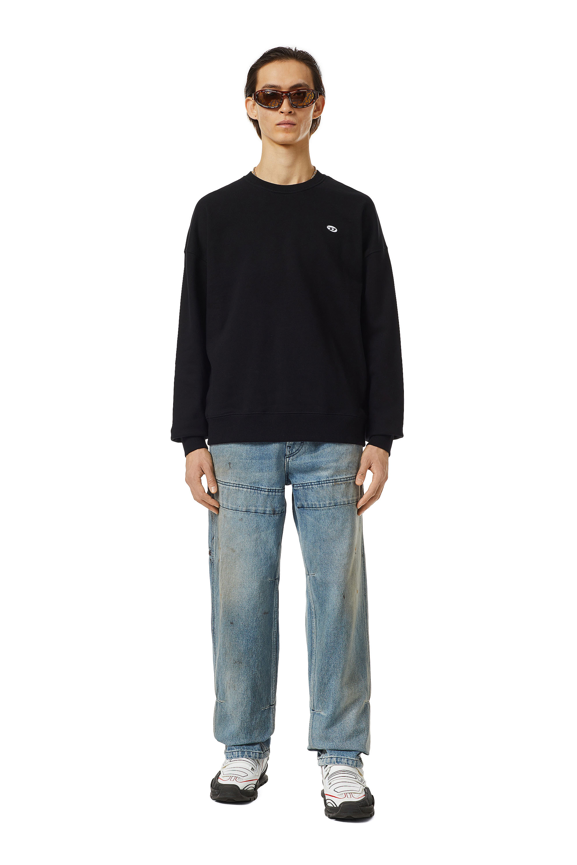 Diesel - S-ROB-DOVAL-PJ, Man's Sweatshirt with logo patch in Black - 1