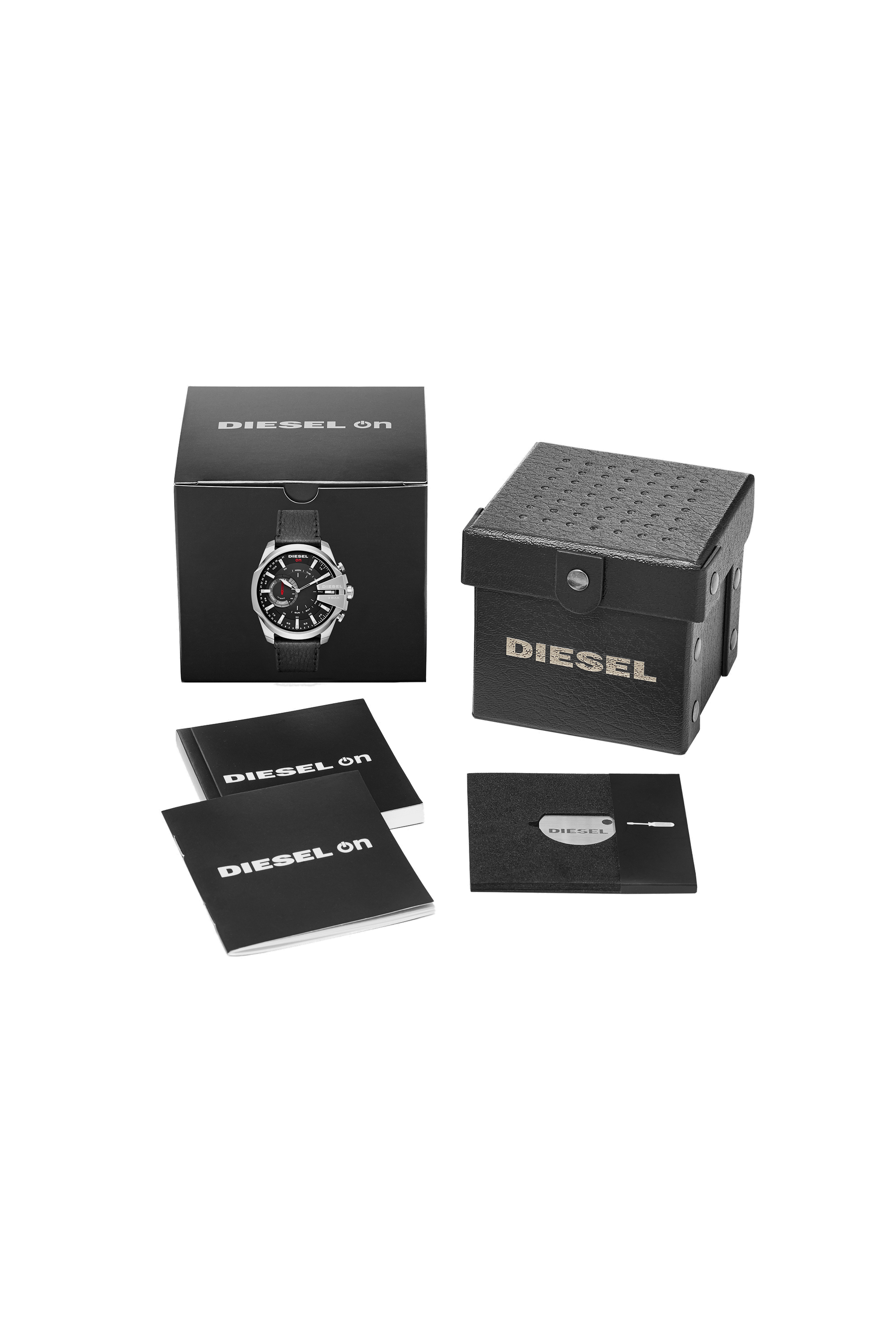 Diesel - DT1010, Mega Chief Hybrid montre connect&eacute;e noire avec index argent&eacute;s, 48&nbsp;mm Homme in Noir - 5