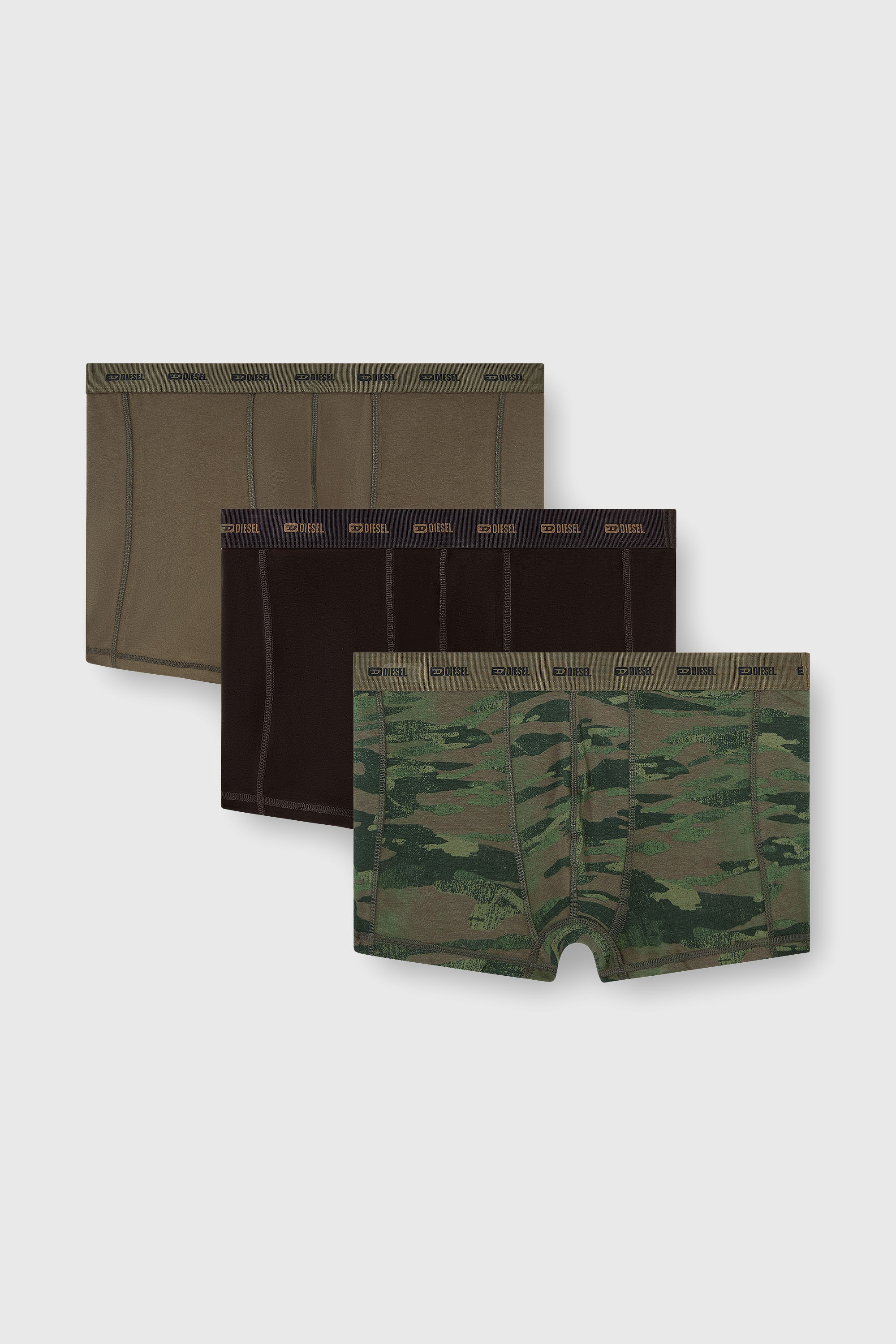 Diesel - DAMIEN-UTLT-3PACK, Male's Three-pack of boxer briefs plain and camo in Green/Black - 1