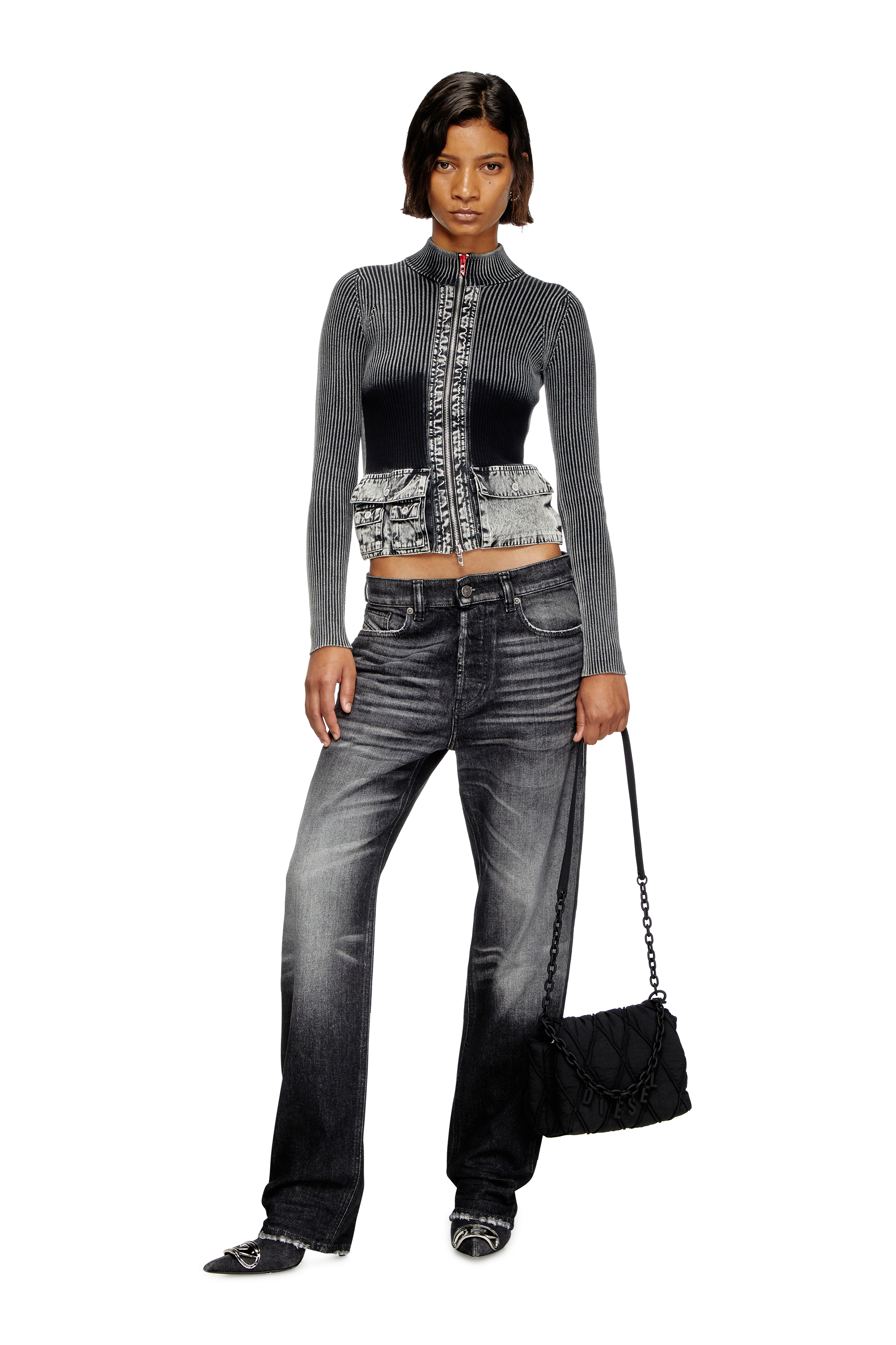 Diesel - CHARM-D SHOULDER S, Woman's Charm-D S-Small shoulder bag in quilted nylon in Black - 2