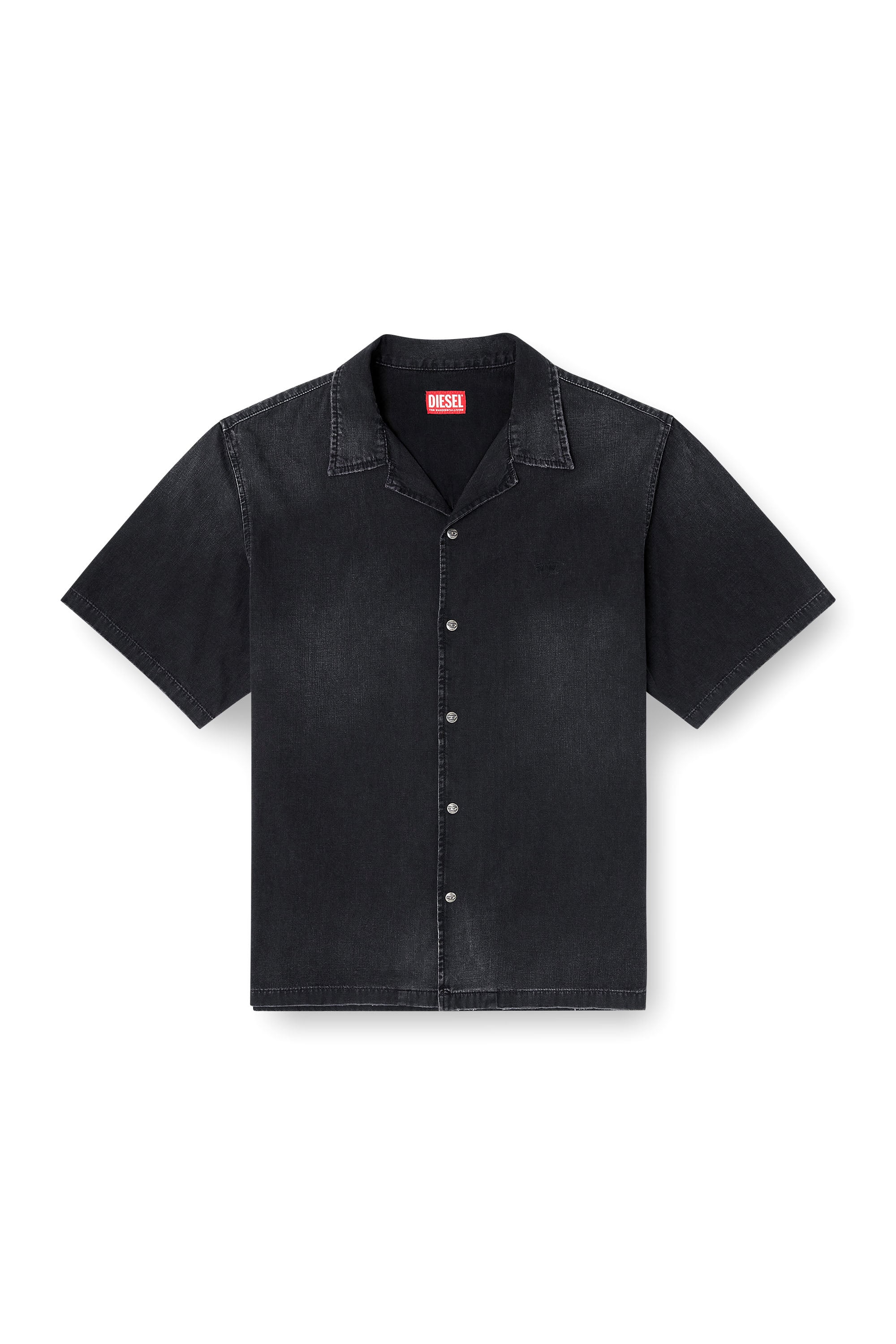 Diesel - D-NABIL-D, Camisa vaquera de manga corta Hombre in Negro - 1