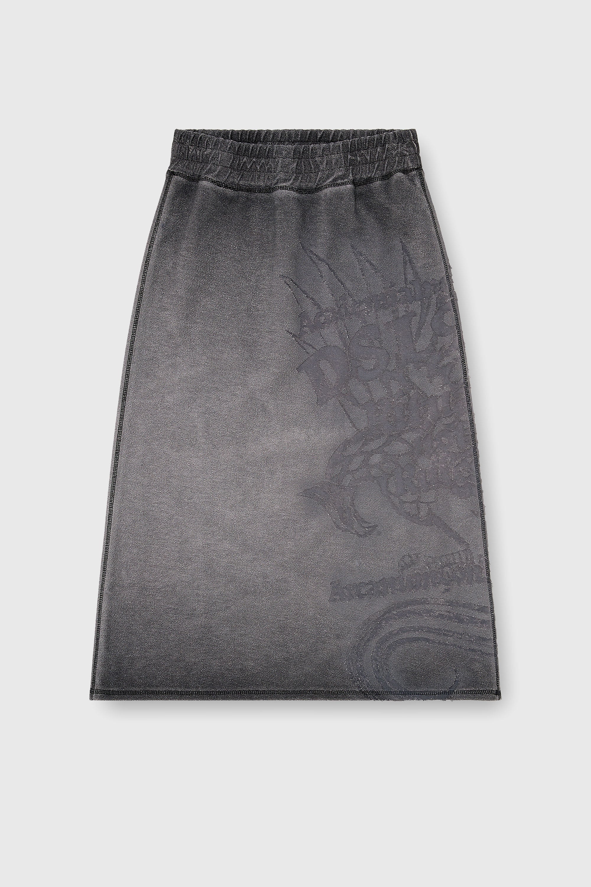 Diesel - O-BEAUTY, Female's Fleece midi skirt with d&eacute;vor&eacute; print in Dark Grey - 2