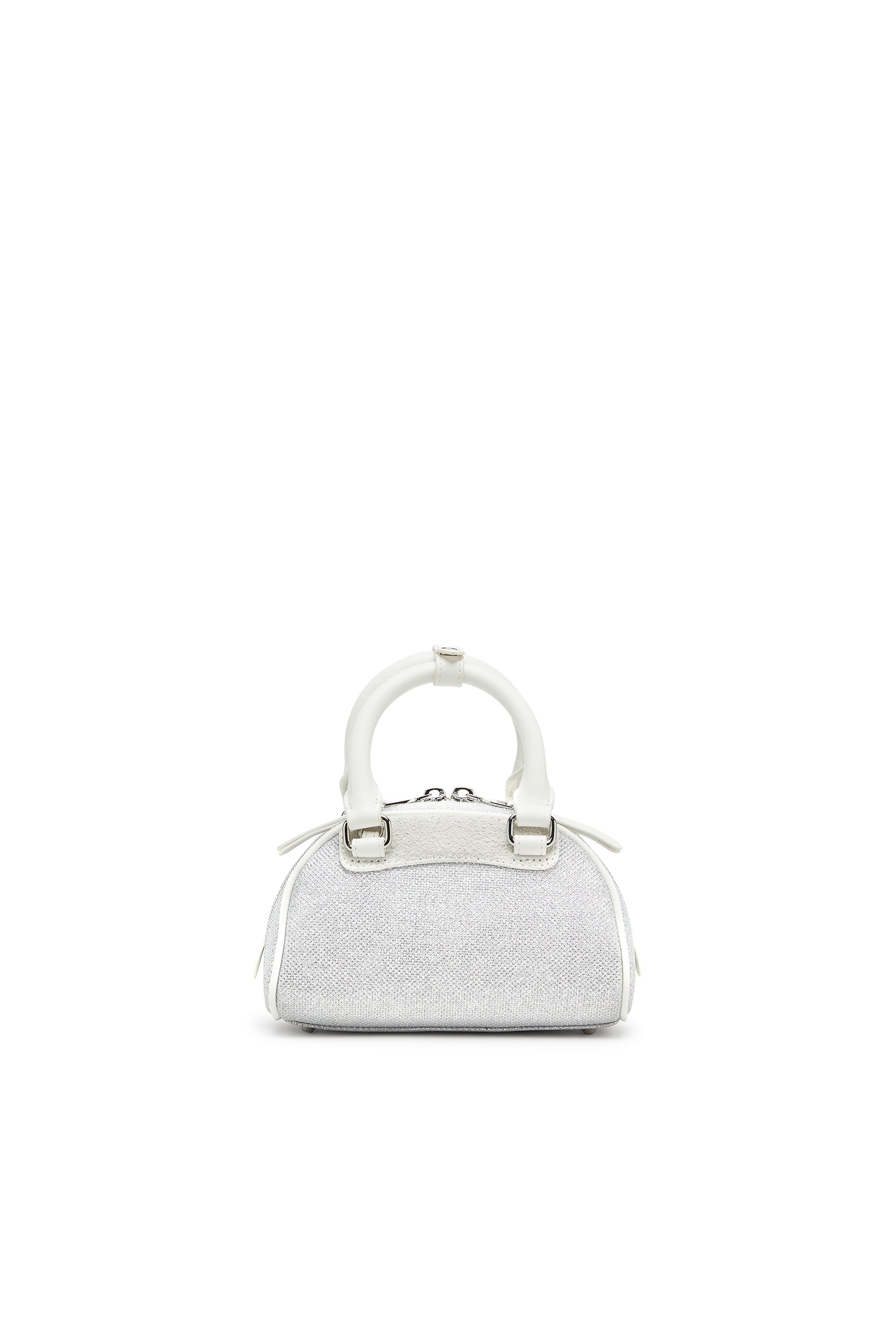 Diesel - 1DR DOME CROSSBODY, Female's 1DR Dome-Mini bowling bag in lurex fabric in White/Grey - 2