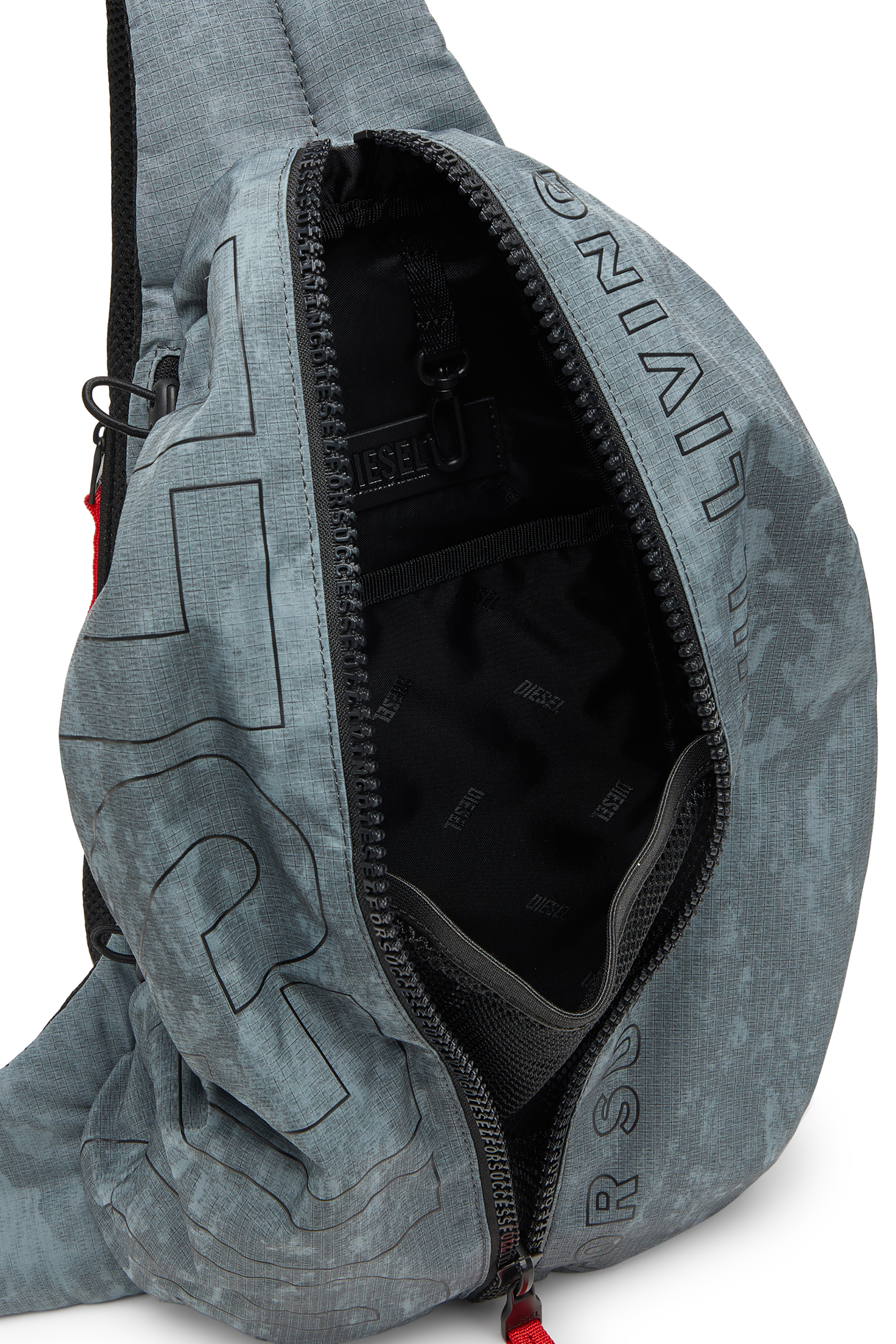 Diesel - ZIP-D SLING BAG X, Unisex's Zip-D Single-shoulder backpack with adjustable strap in Grey - 3