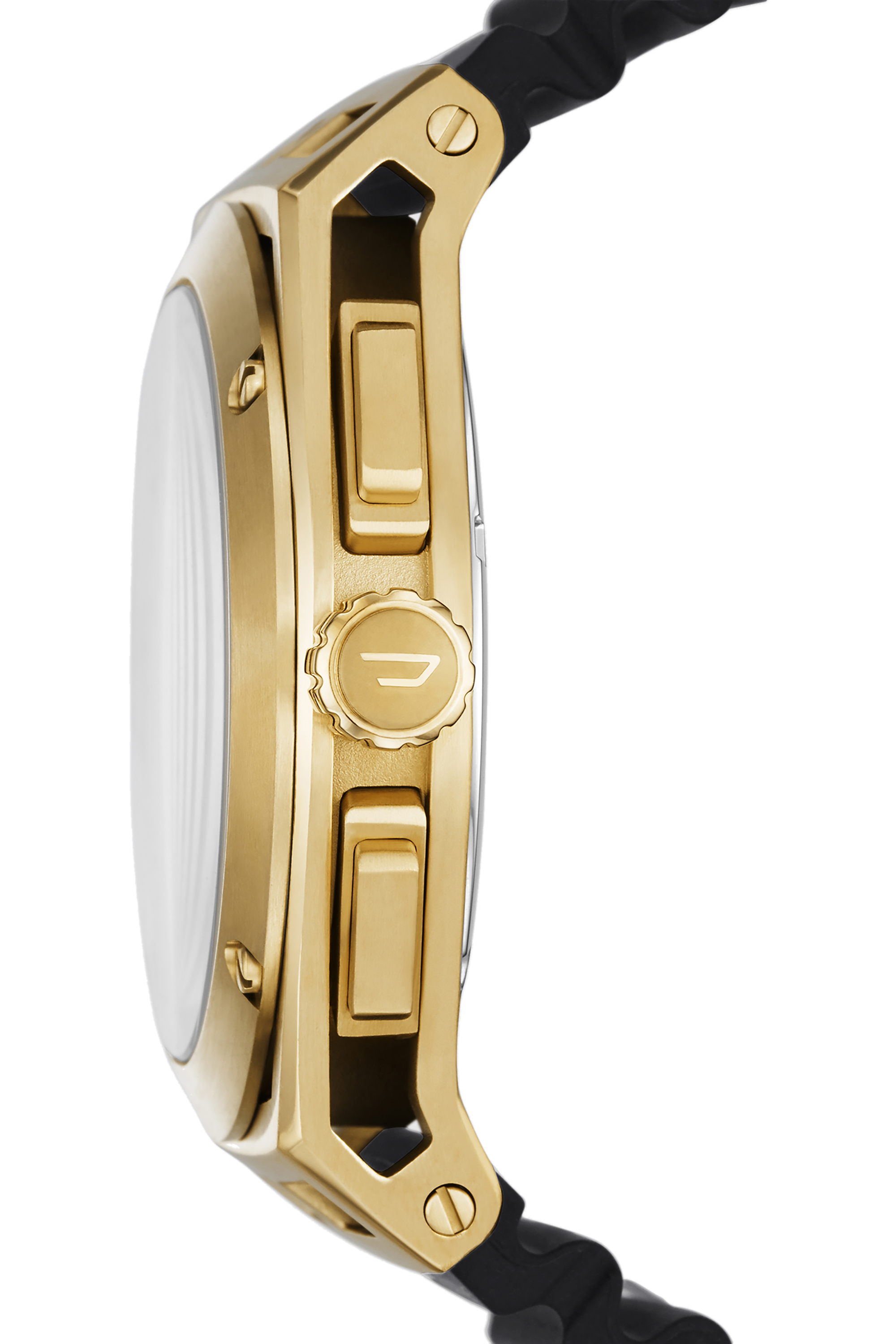 Diesel - DZ4546, Man's Timeframe chronograph black silicone watch in Black/Gold - 3