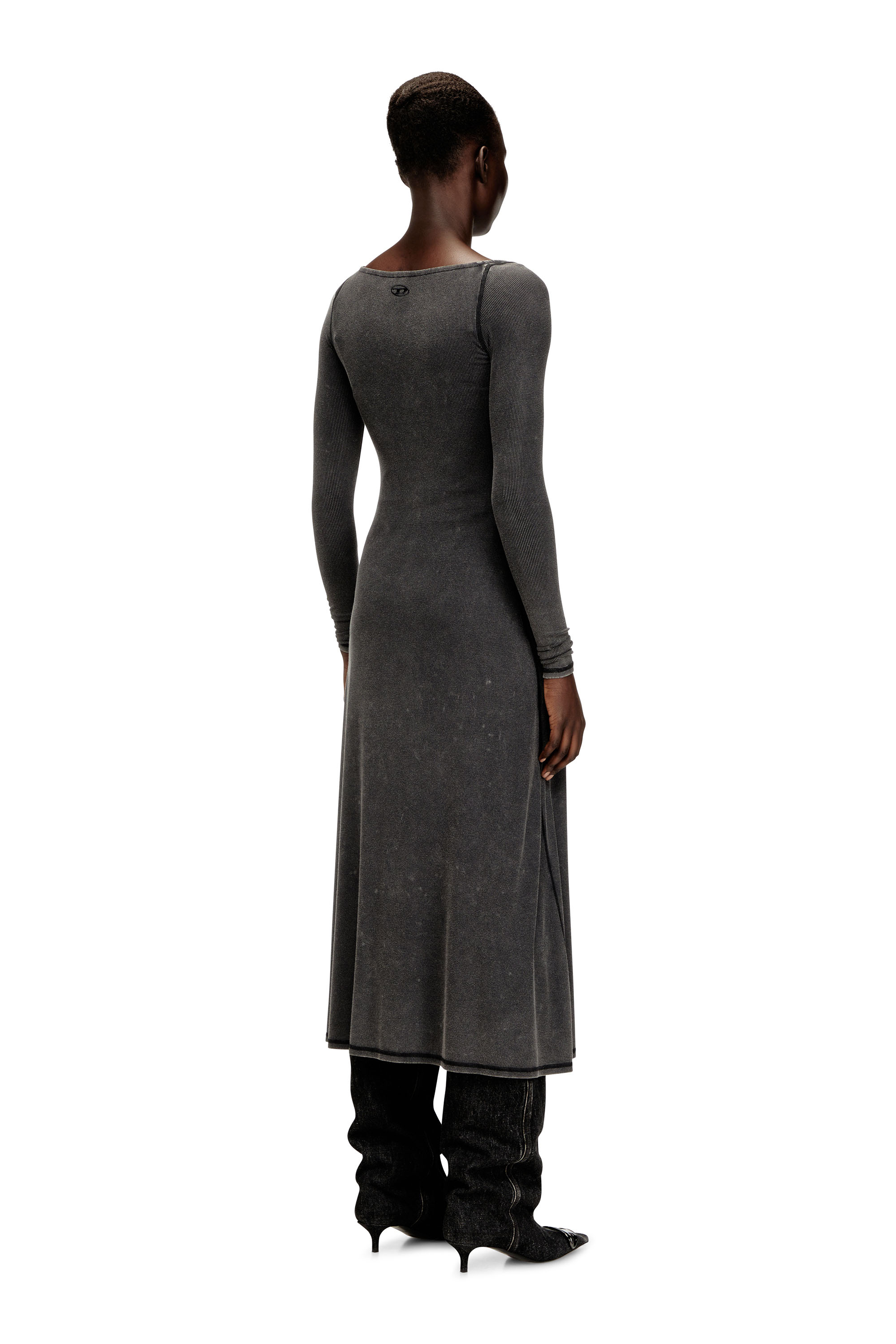 Diesel - D-LEY, Female's Midi dress in faded ribbed jersey in null - 4