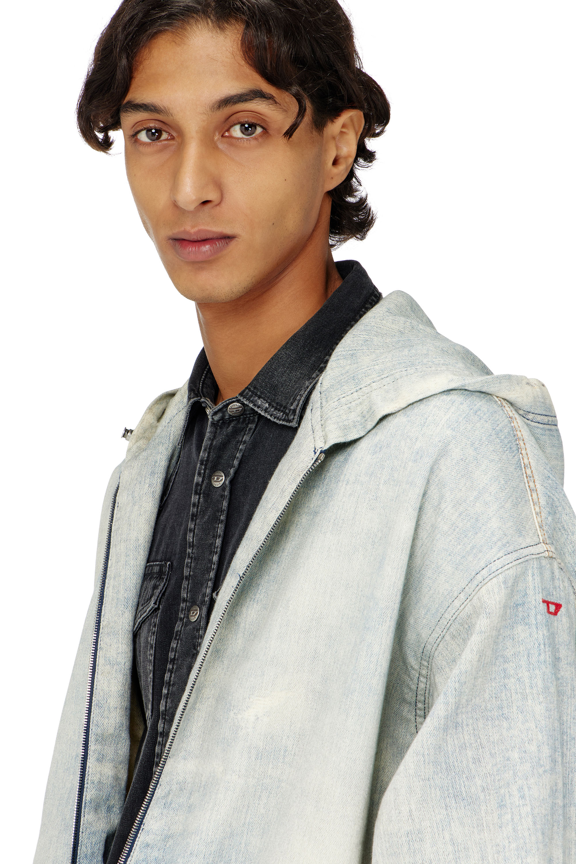 Diesel - D-WYNNY JOGG, Chaqueta JoggJeans con efecto trompe l&rsquo;oeil Hombre in Azul marino - 4
