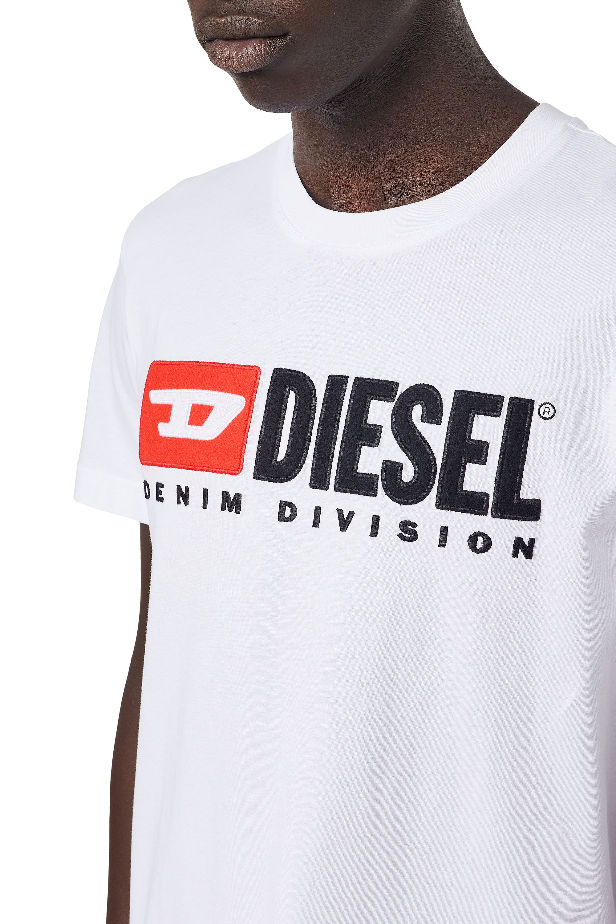 Diesel - T-DIEGOR-DIV, Man's T-shirt with fleece logo in White - 4