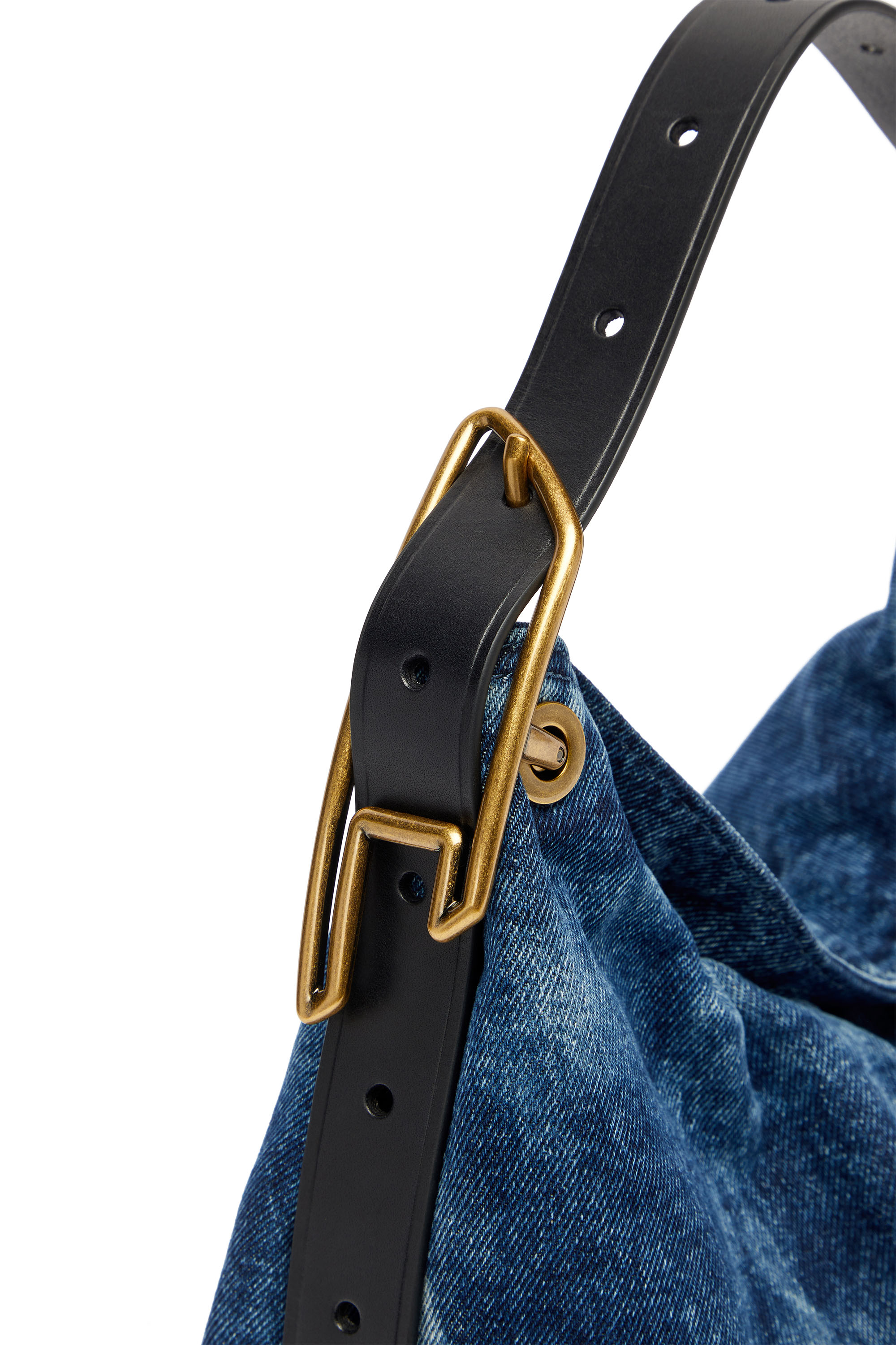 Diesel - D-LINE SHOULDER, D-Line-Bolso de hombro en deim Mujer in Azul marino - 6