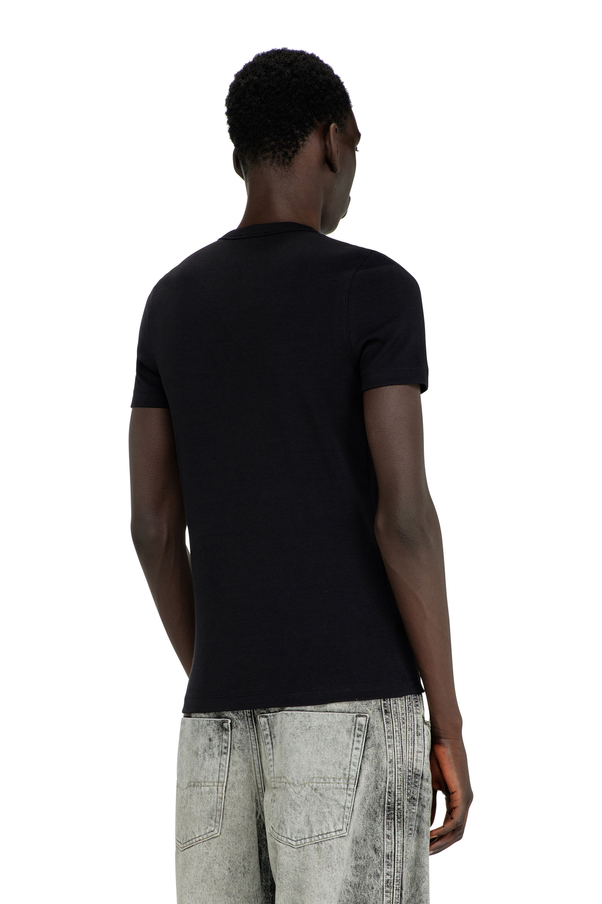 Diesel - T-RIBBER-DCO, Male's Slim short-sleeve top with laser cut Oval D in Black - 4
