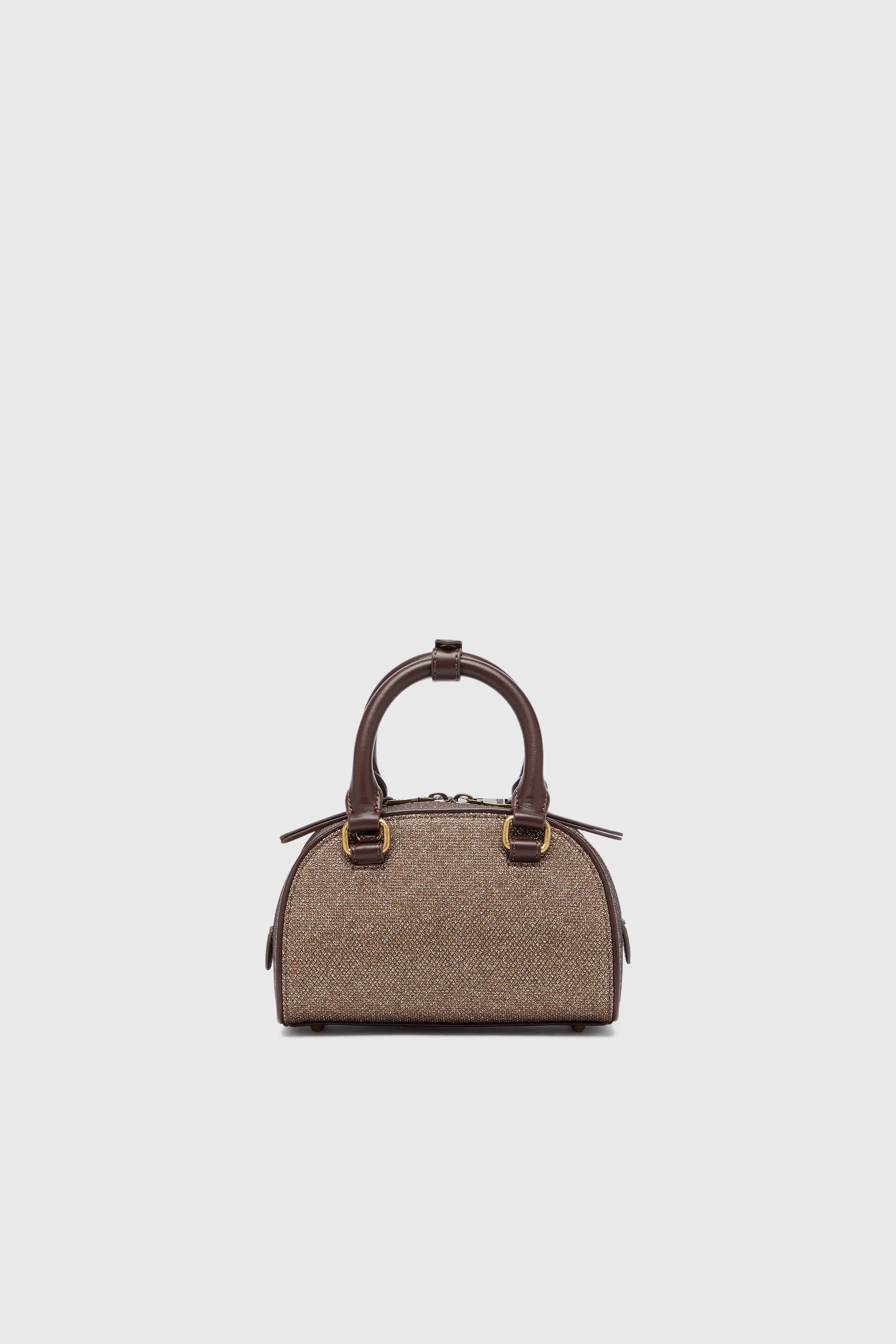 Diesel - 1DR DOME CROSSBODY, Female's 1DR Dome- Small bowling bag in Lurex fabric in Brown - 2