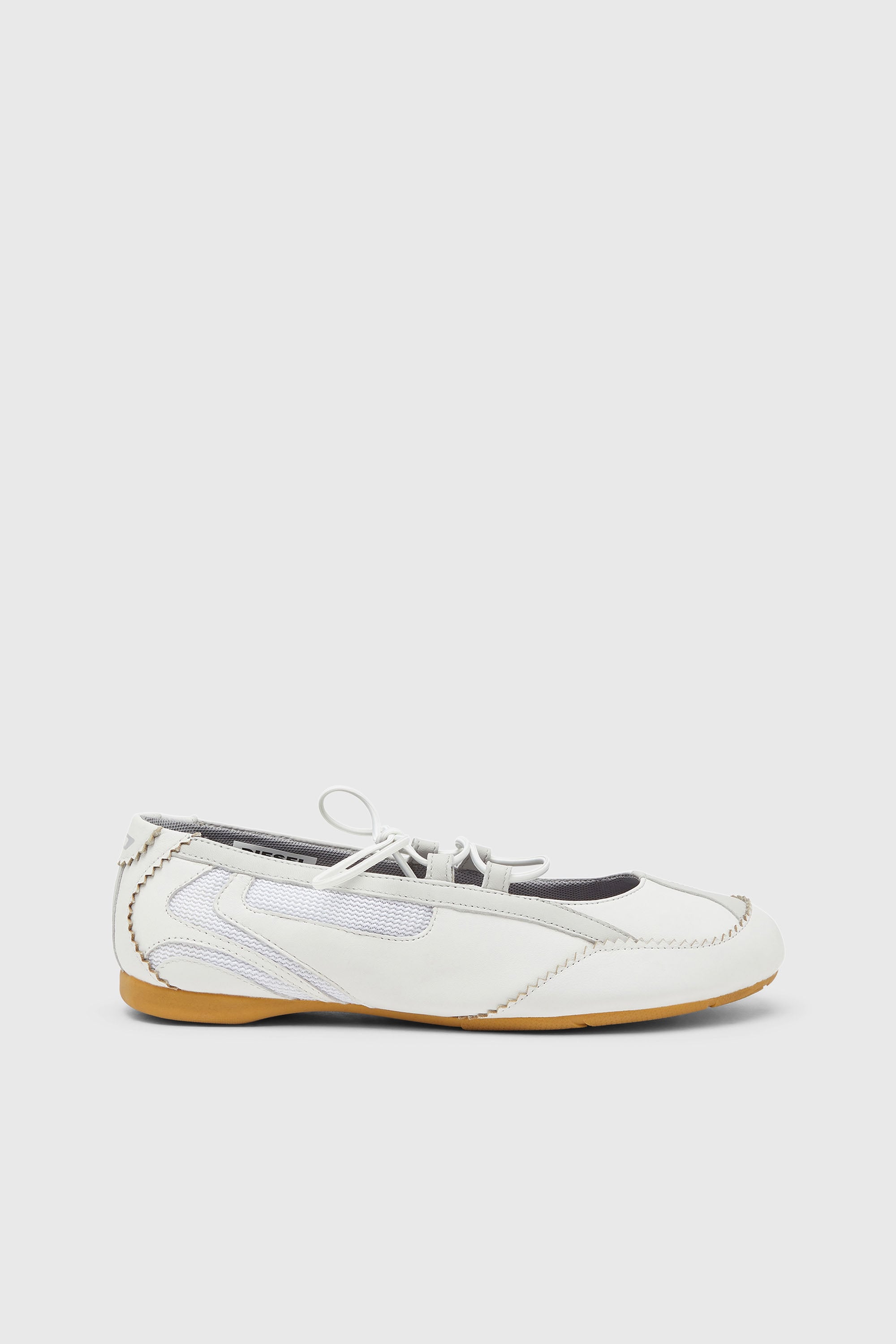 Diesel - D-MILE BALLERINA LACE UP W, Woman's D-Mile - Lace-up ballerina flats in leather and mesh in White - 1