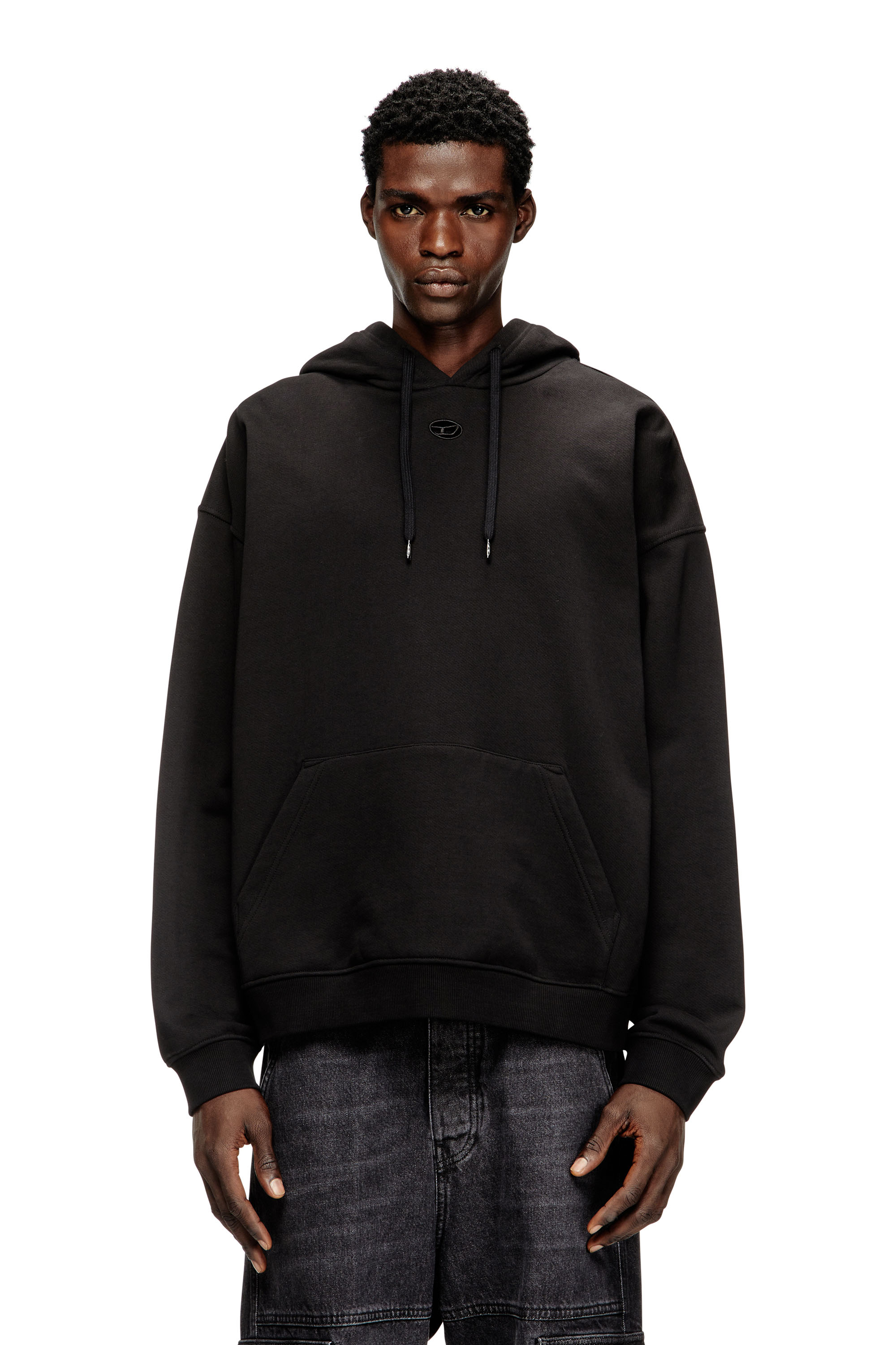 Diesel - S-BOXT-HOOD-DCO, Male's Relaxed fit hoodie with kangaroo pocket in Black - 1