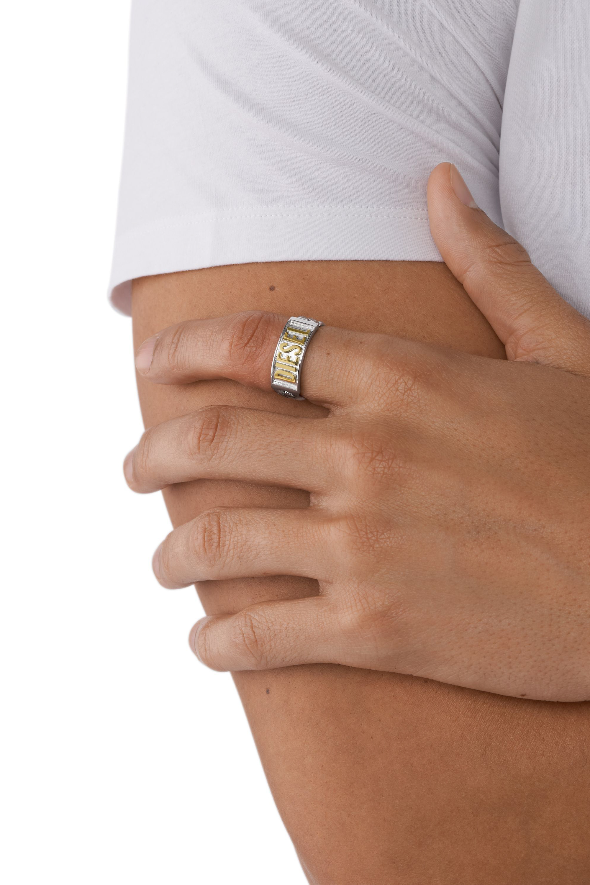 Diesel - DX1420, Anillo de banda de acero inoxidable en dos tonos Unisex in Plateado - 3