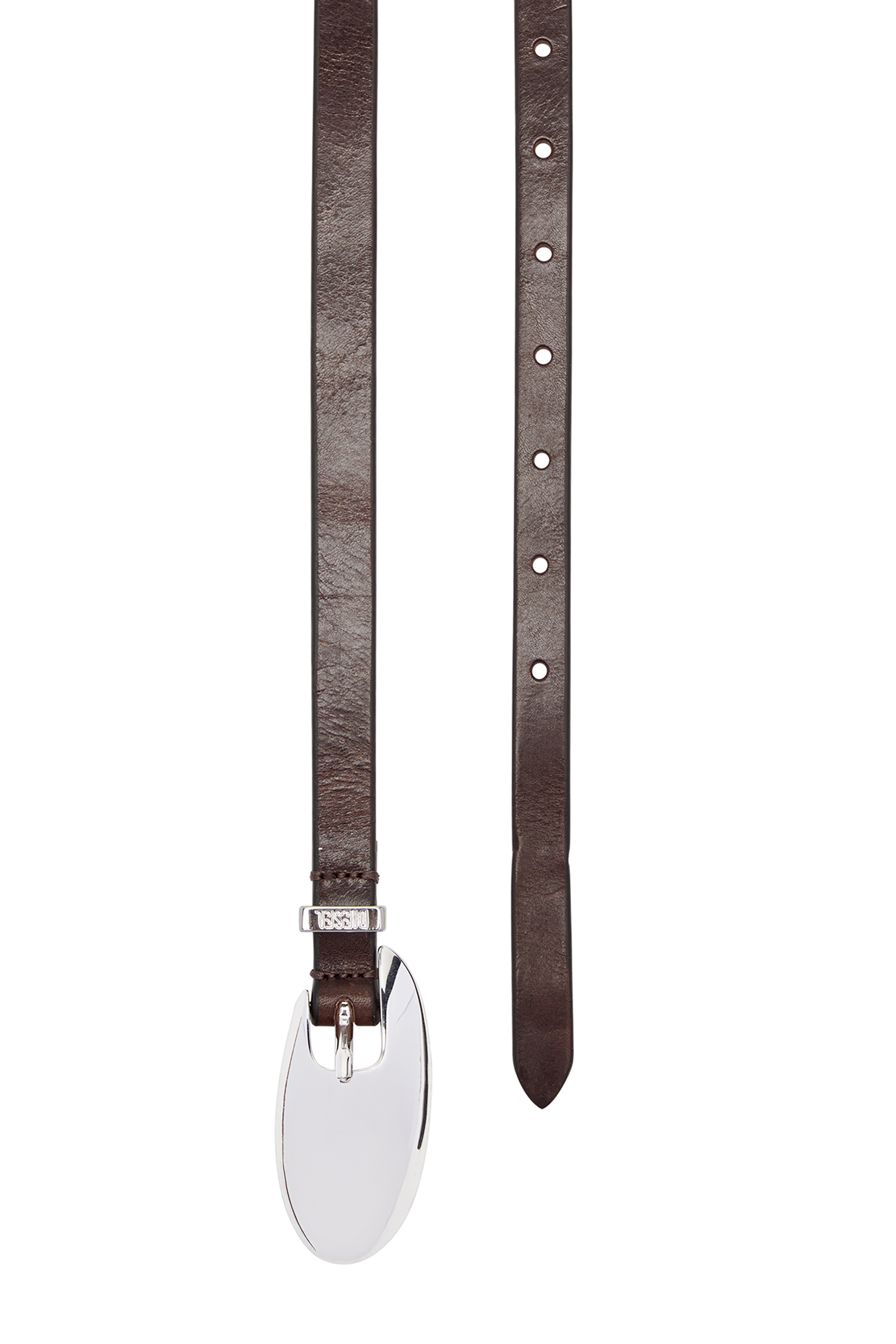 Diesel - B-ROP 15, Cintur&oacute;n de cuero de 1,5 cm con hebilla escult&oacute;rica Mujer in Marr&oacute;n - 3