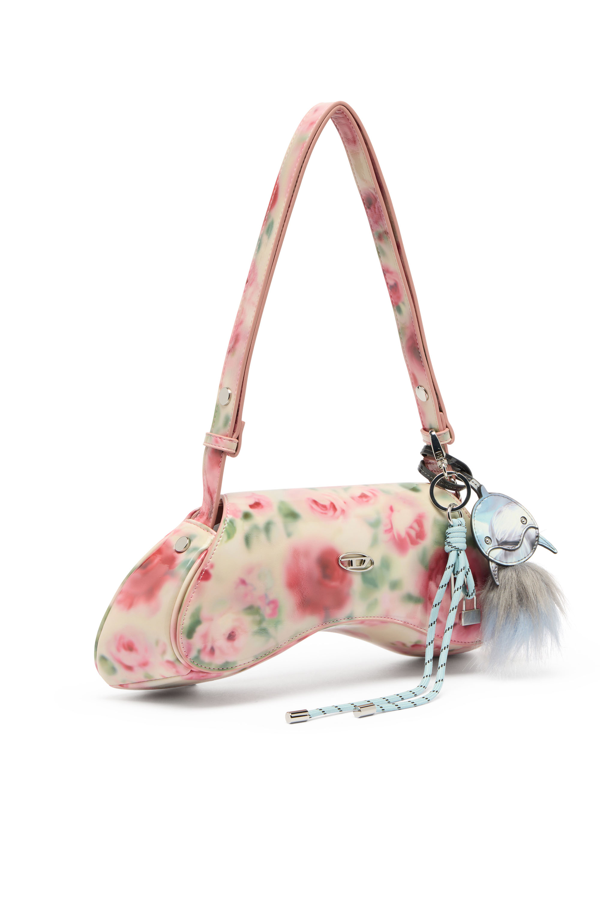 Diesel - PLAY CROSSBODY, Female's Play-Shoulder bag in printed glossy PU in White/Pink - 2