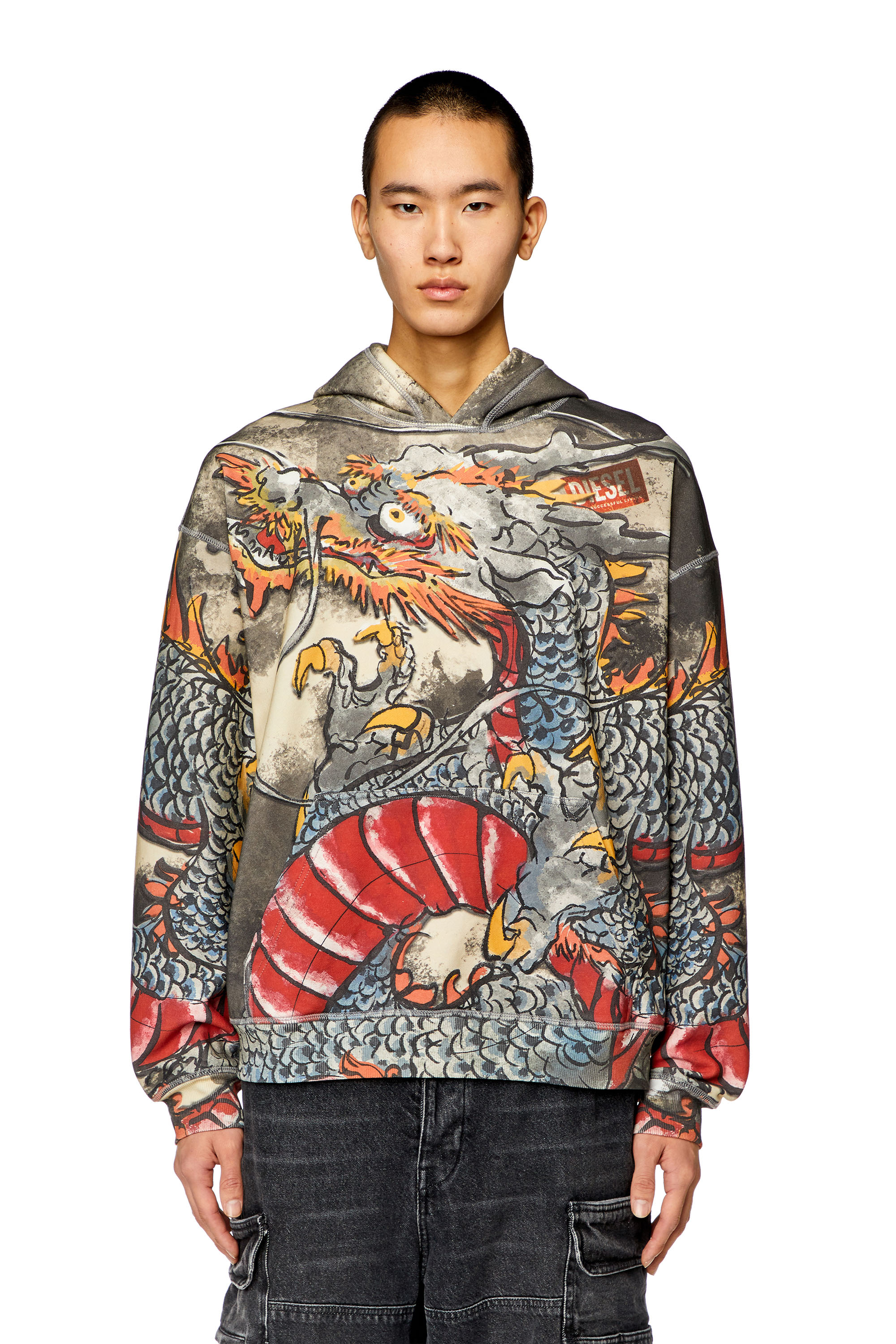 Women's Hoodie with Dragon print | Multicolor | Diesel