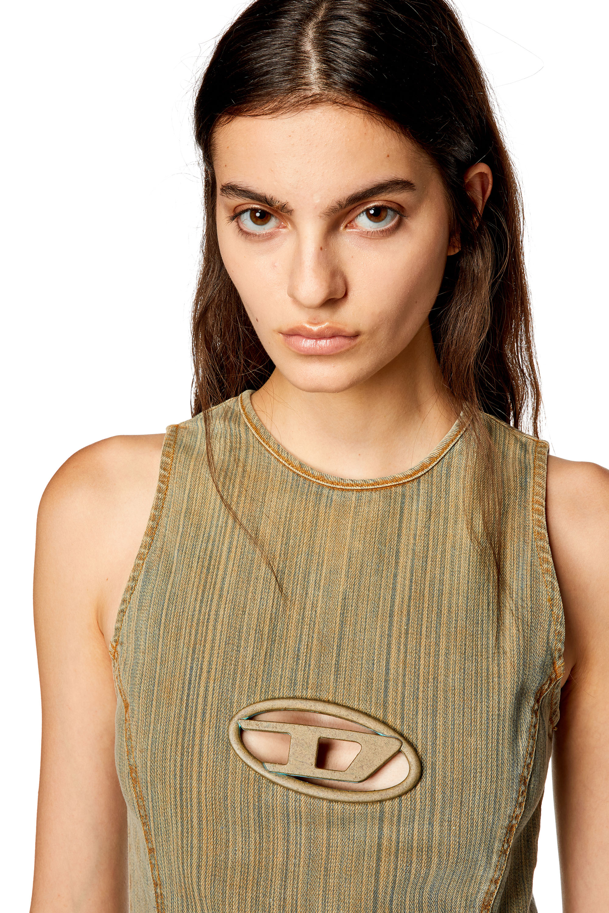 DIESEL DE-FERRIZ-FSD ワンピース Women's Denim mini dress with plaque | Multicolor | Diesel