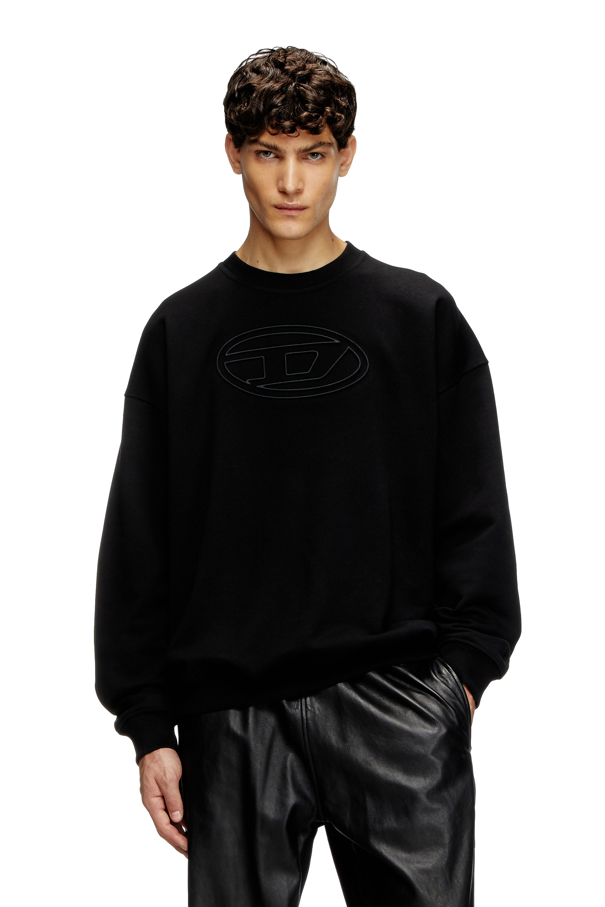 Diesel - S-MART-BIGOVAL, Male's Sweatshirt with embossed Oval D in Black - 3