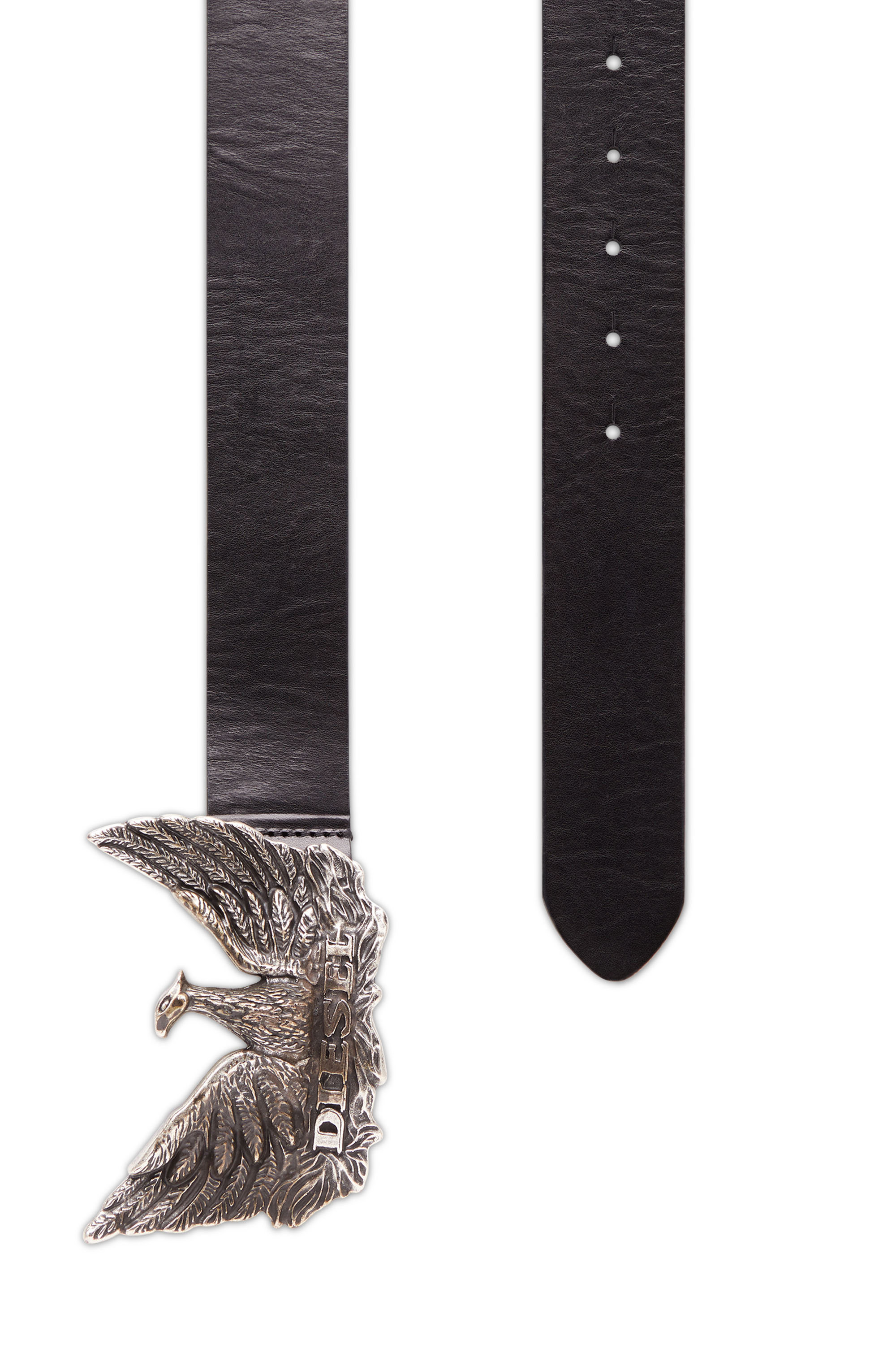 Diesel - PHOENIX BELT, Ceinture en cuir avec boucle phénix Homme in Noir - 2