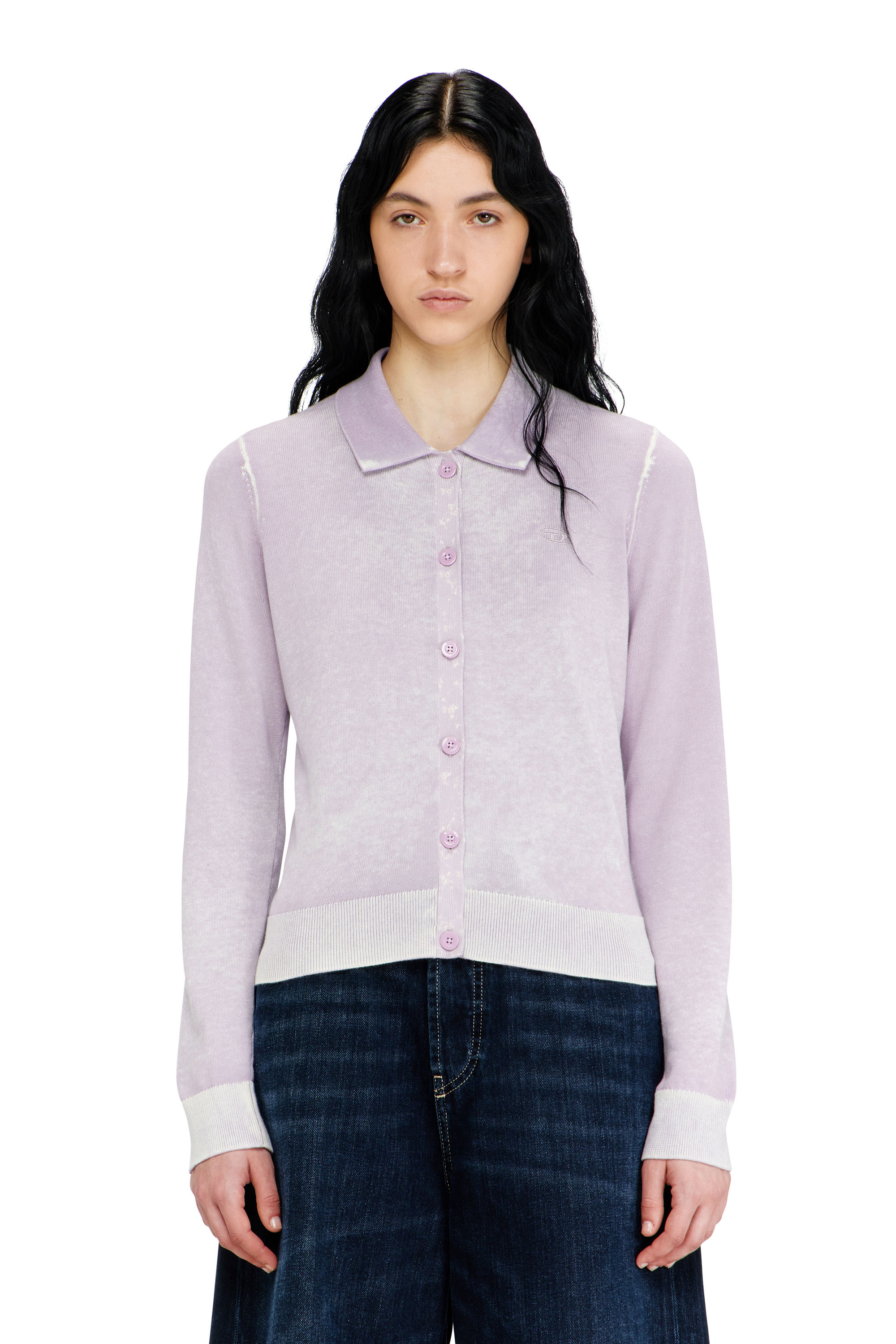 Diesel - M-LOREN, Female's Cardigan with faded reverse print in Lilac - 1