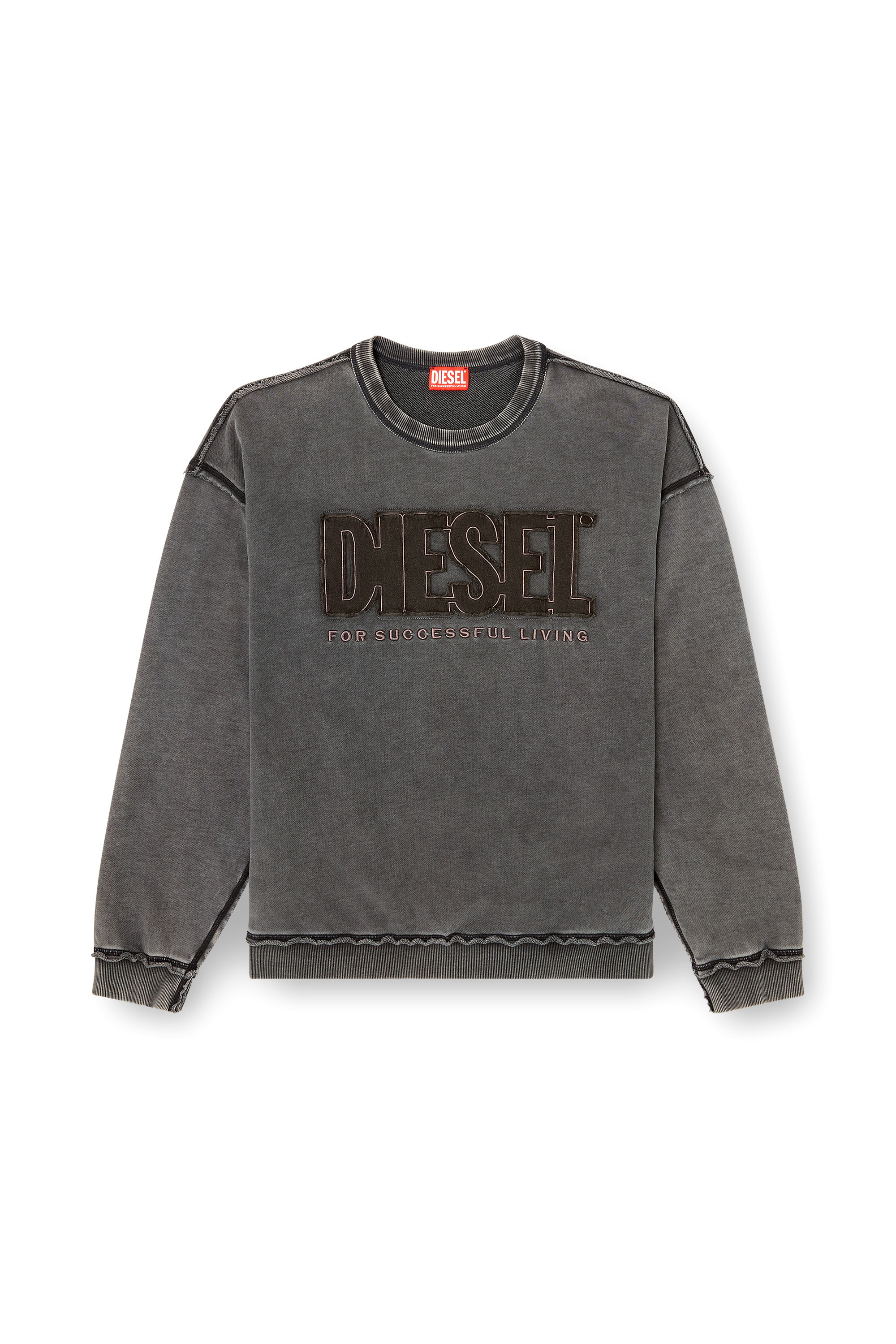 Diesel - S-BOXT-RAW-V1, Sweat-shirt en coton avec logo appliqué Homme in Gris - 2