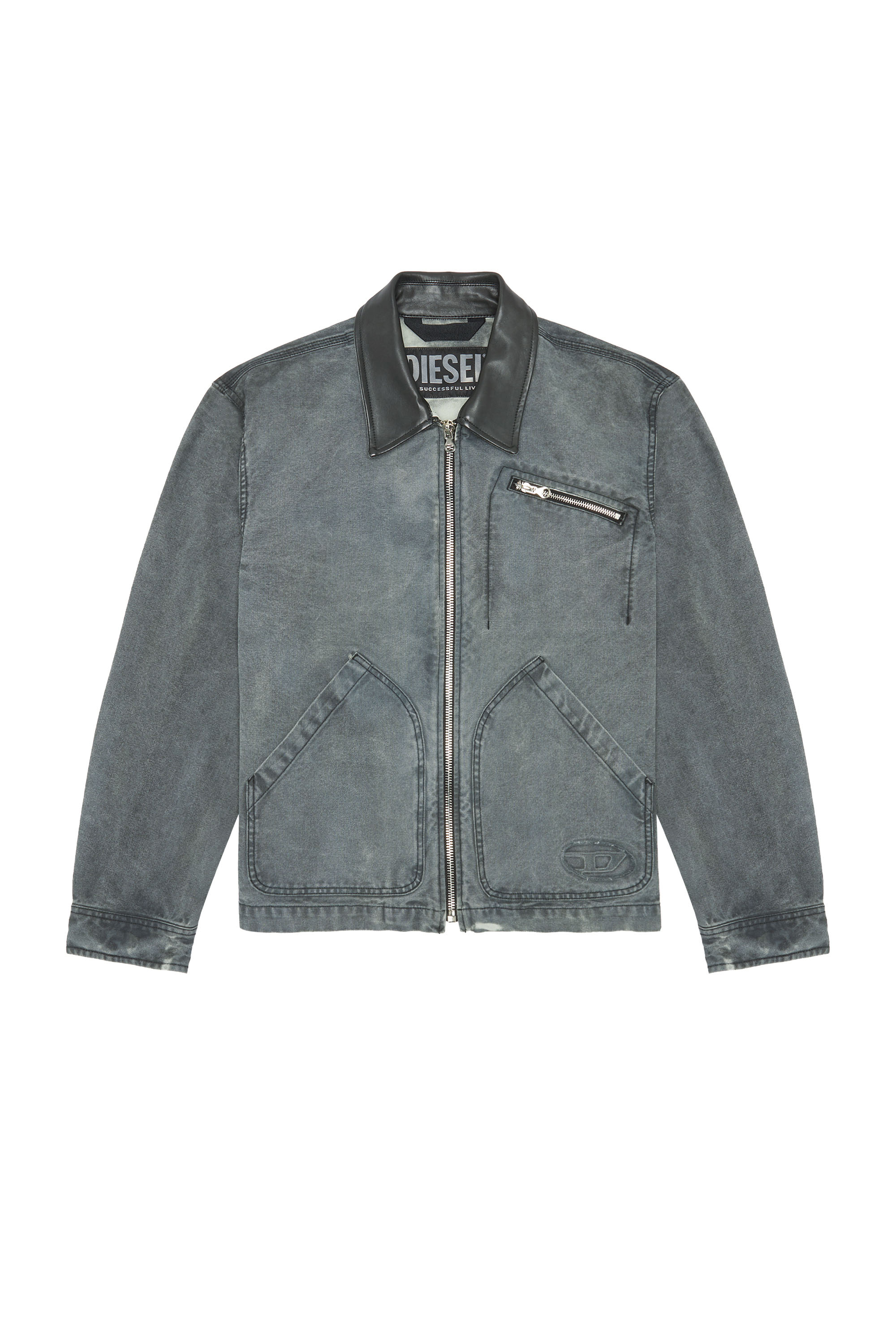 J-CHART Man: Treated canvas jacket with leather collar | Diesel