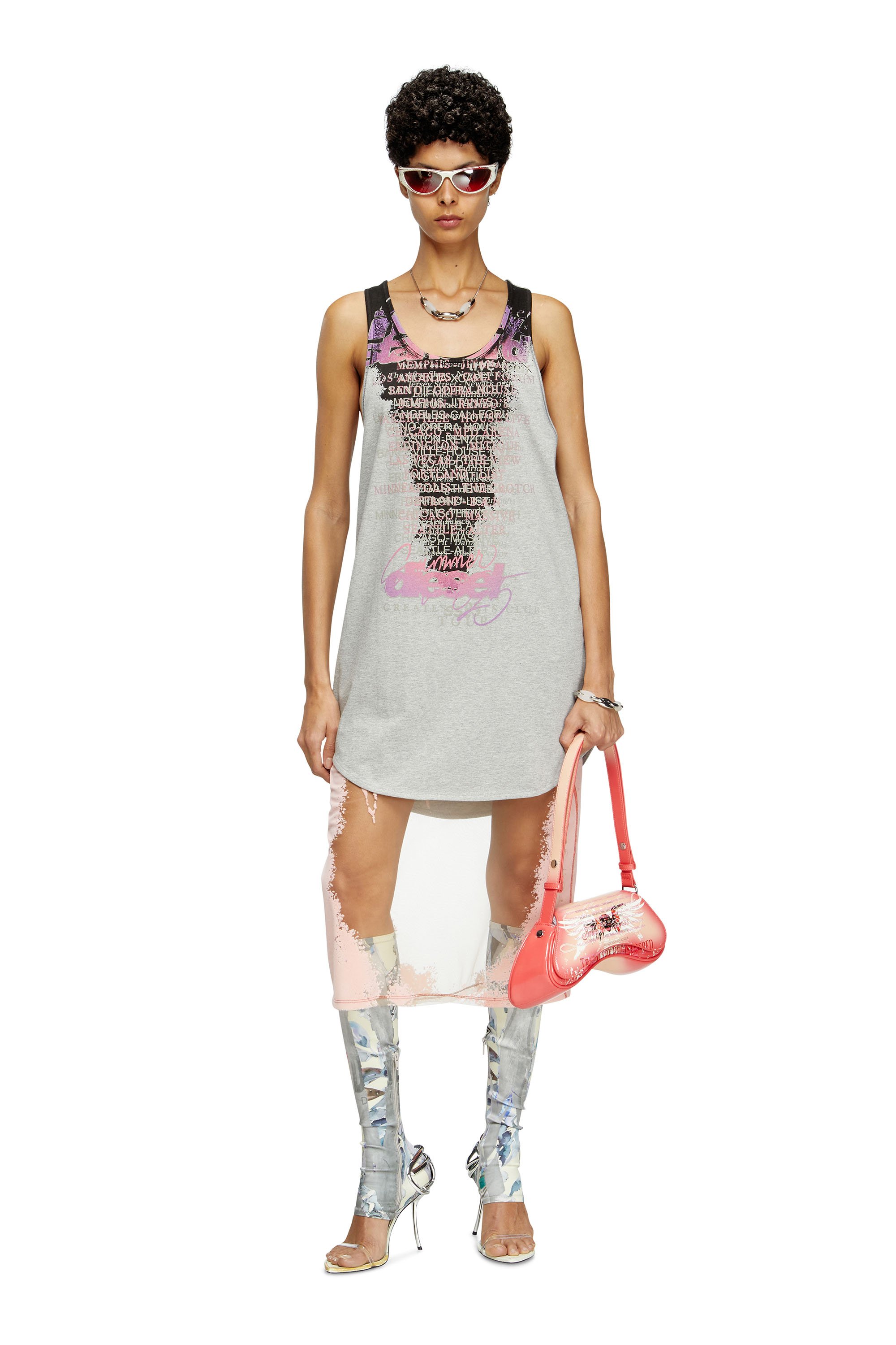Diesel - T-SHAN, Unisex's Tank top with lyrics print in Grey - 4
