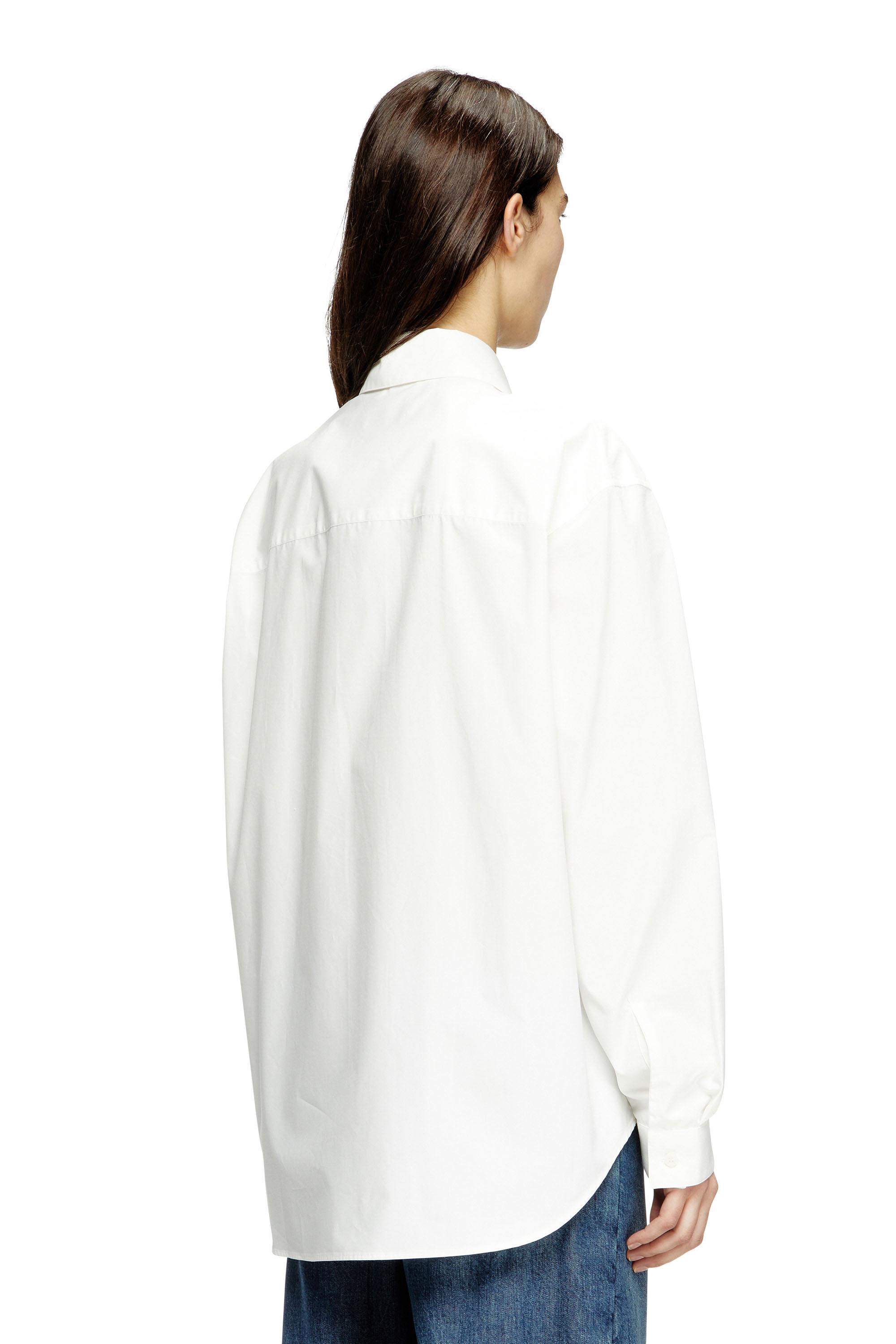 S-SIMPLY-C-WN-R1, White Diesel - S-SIMPLY-C-WN-R1, Female's Boyfriend shirt with Oval D in White - 4