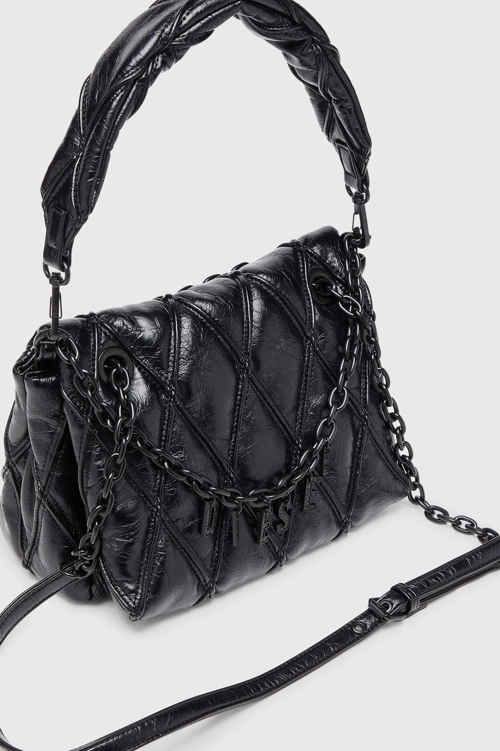 Women's Charm-D - Shoulder bag in shiny quilted PU | Black