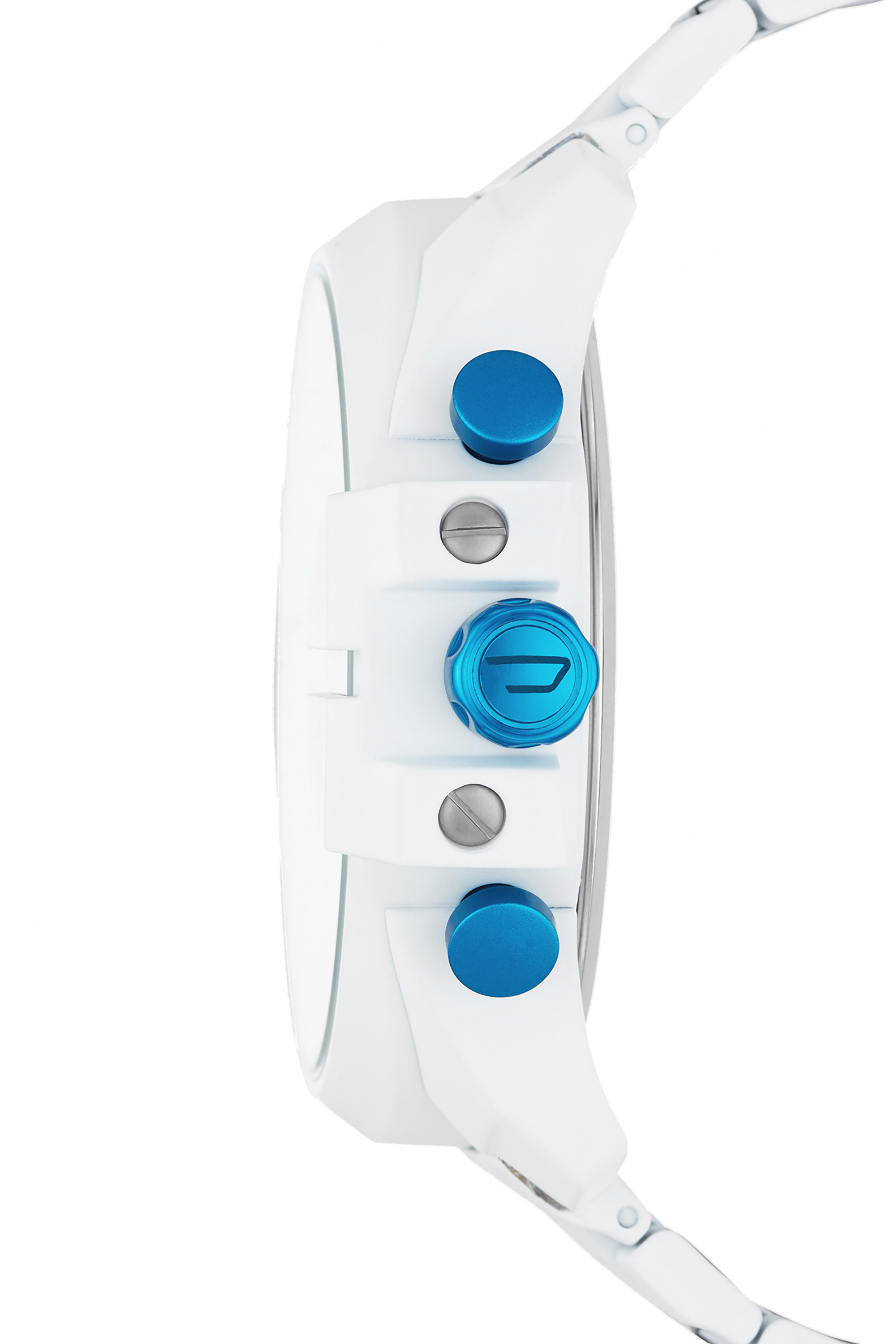 Diesel - DZ4502, Man's Mega Chief chronograph white stainless steel watch in White/Blue - 2