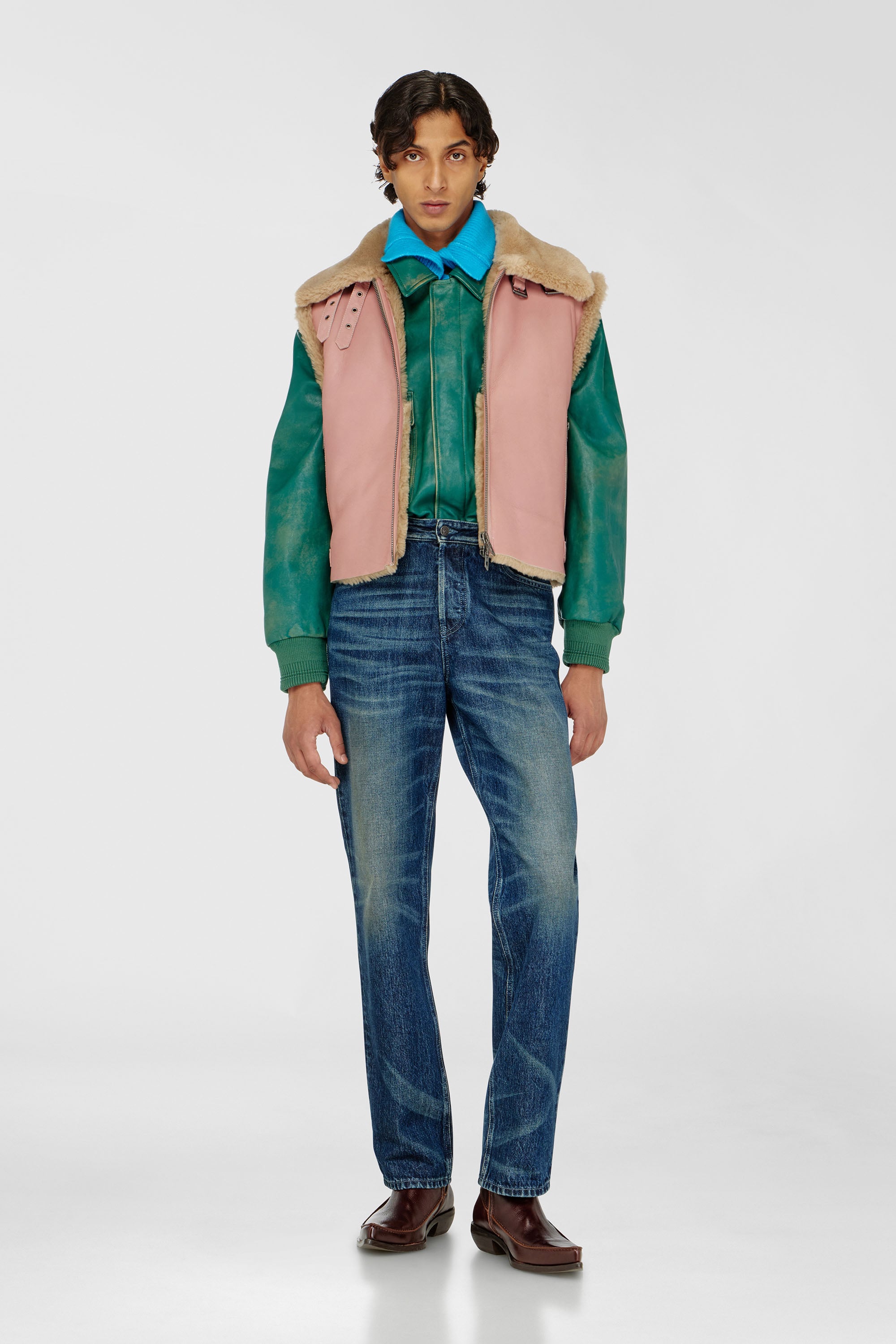 Diesel - L-HONT, Male's Shearling leather vest in Pink - 2