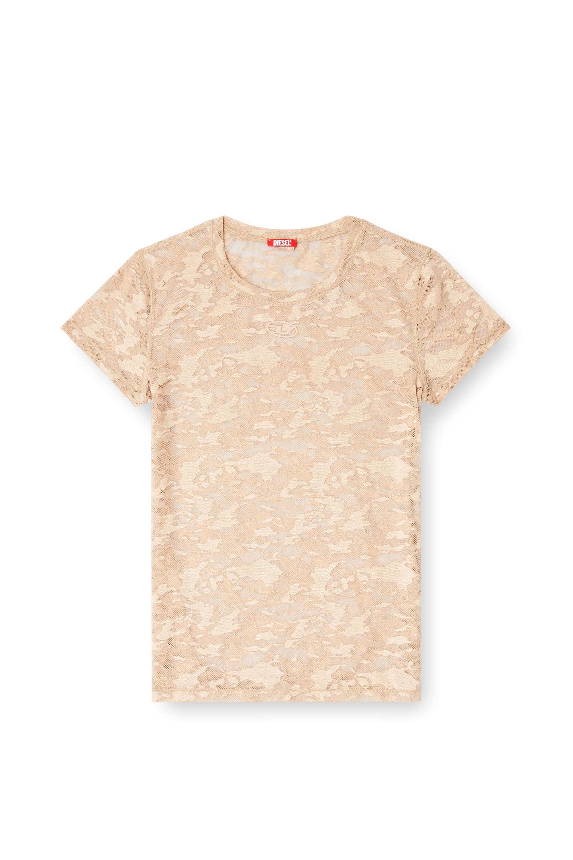 Diesel - KASIA-UTLT, Woman's Camo lace T-shirt in Beige - 6