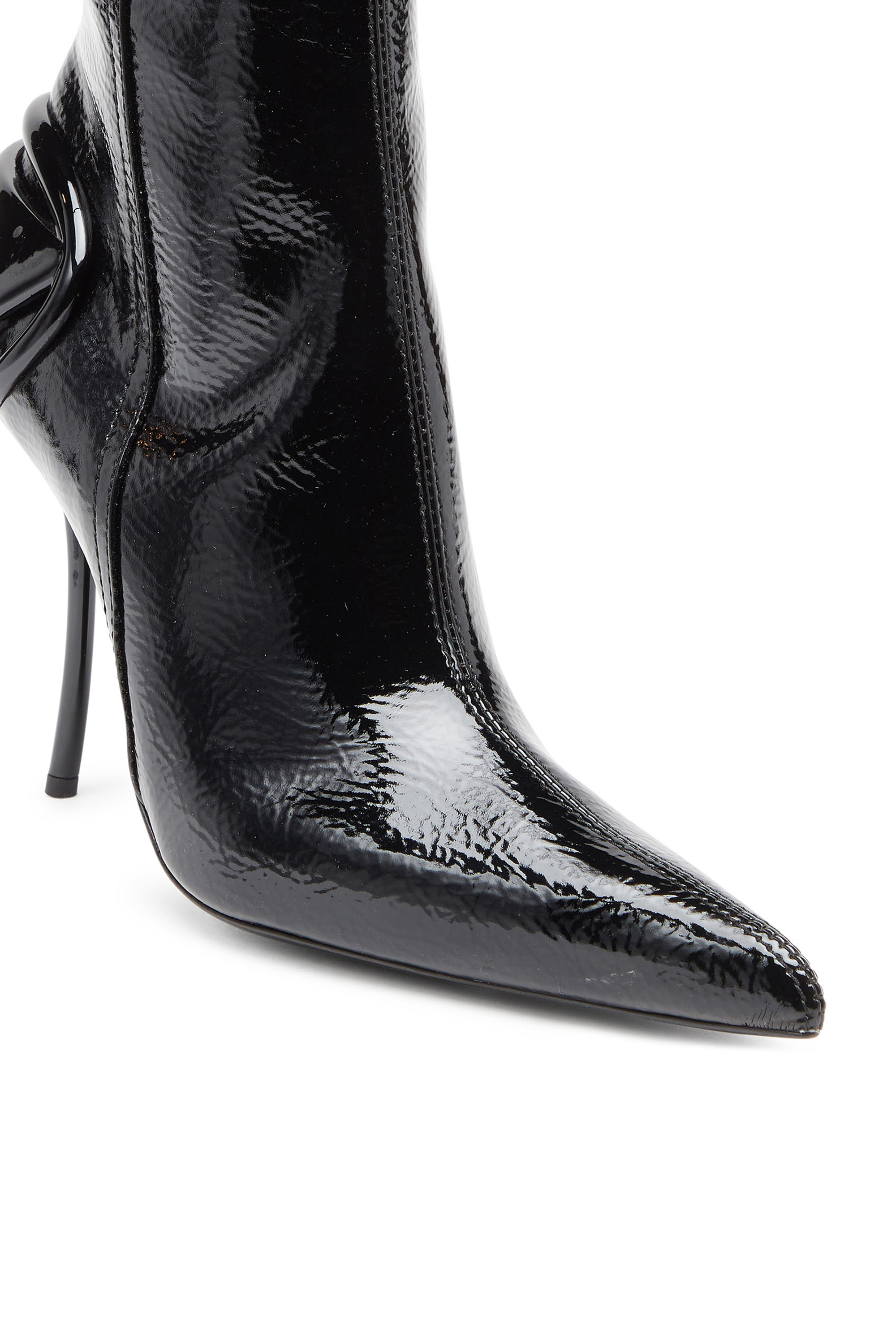 Women's D-Ten&Half-Glossy knee-high boots with curved heel