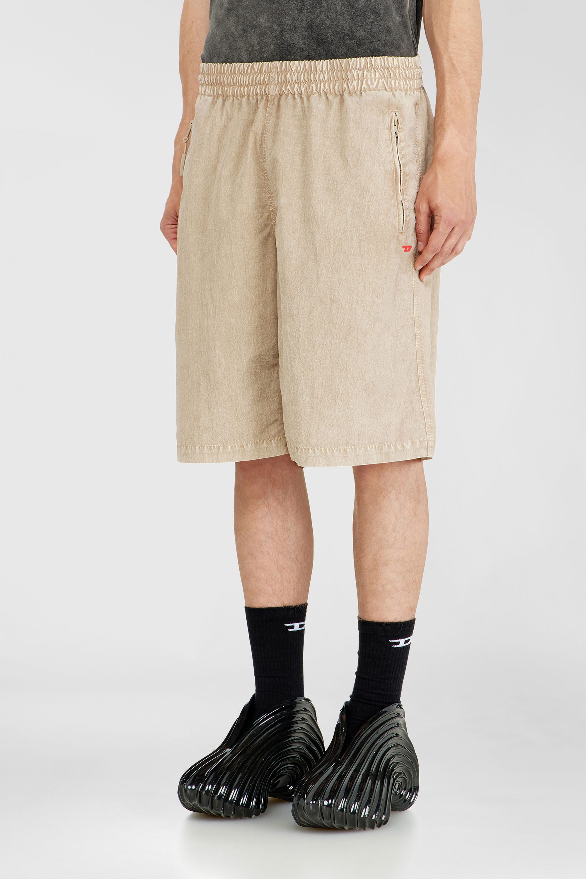 Diesel - P-THECK-SHORT-PLBH, Male's Treated nylon shorts in Beige - 1