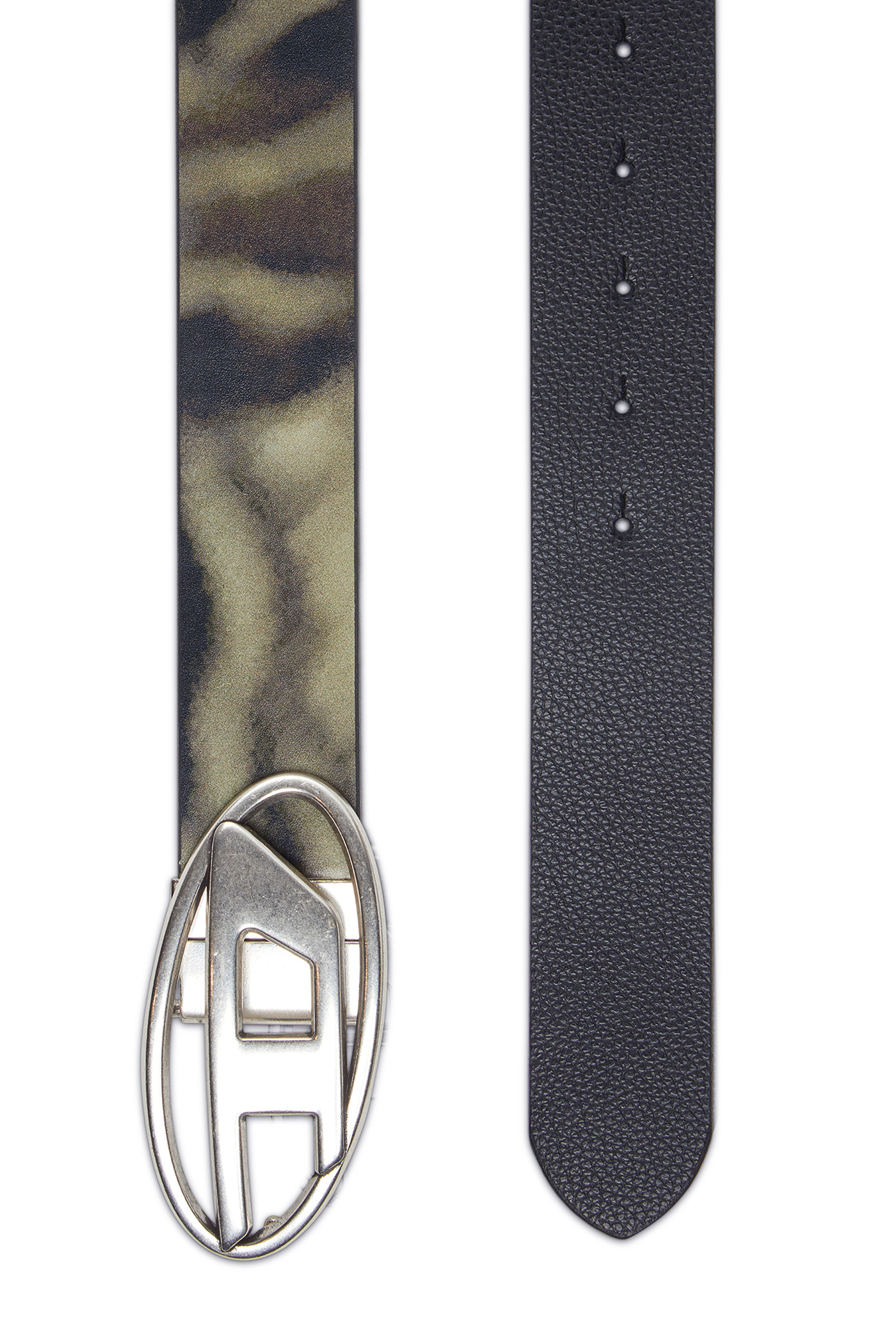 Diesel - B-1DR REV II, Man's Reversible belt with print in Black/Green - 2