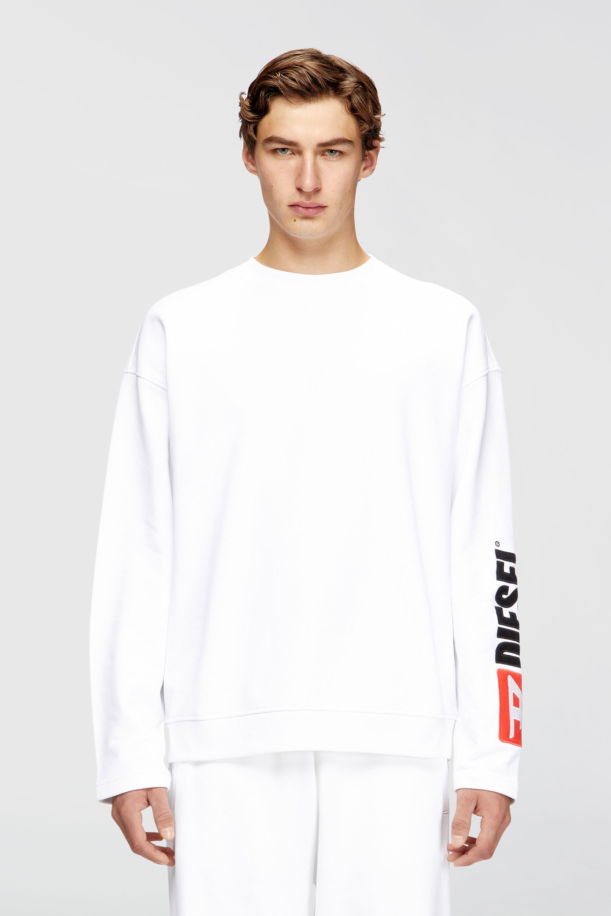 Diesel - S-BOXT-NC-DIV, Sudadera con cuello redondo y bordado de parche con logo Hombre in Blanco - 3