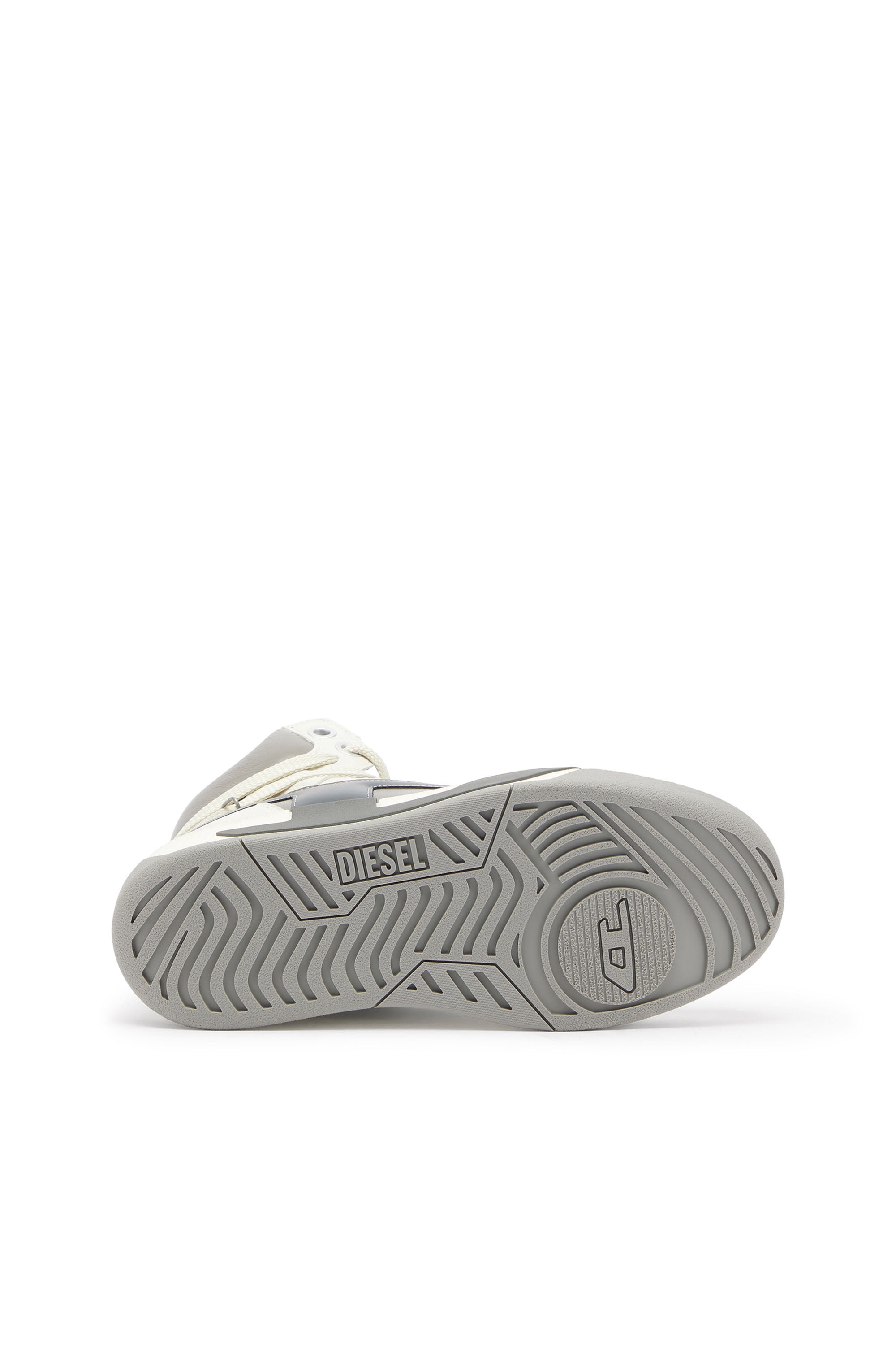 Diesel - S-D-OLLIE MID, Man's S-D-Ollie - High-top leather sneakers with D logo in White/Grey - 5