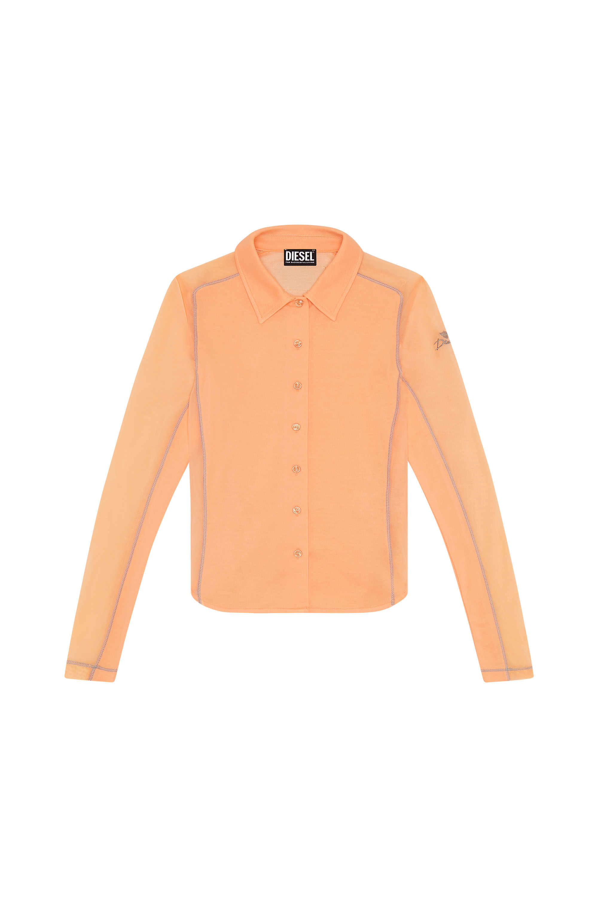 GQ602◇JELADO : 24ss 391SB Overall ◇M Women's Modal blend shirt with mesh inserts | Orange | Diesel